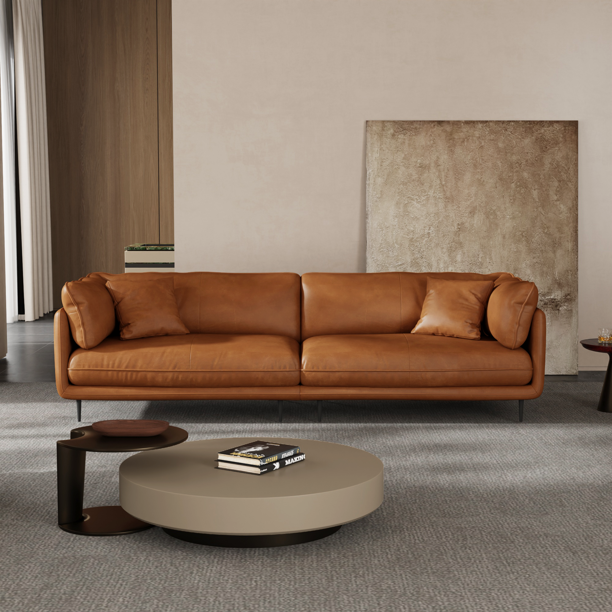 Vanilla White Leather Sofa