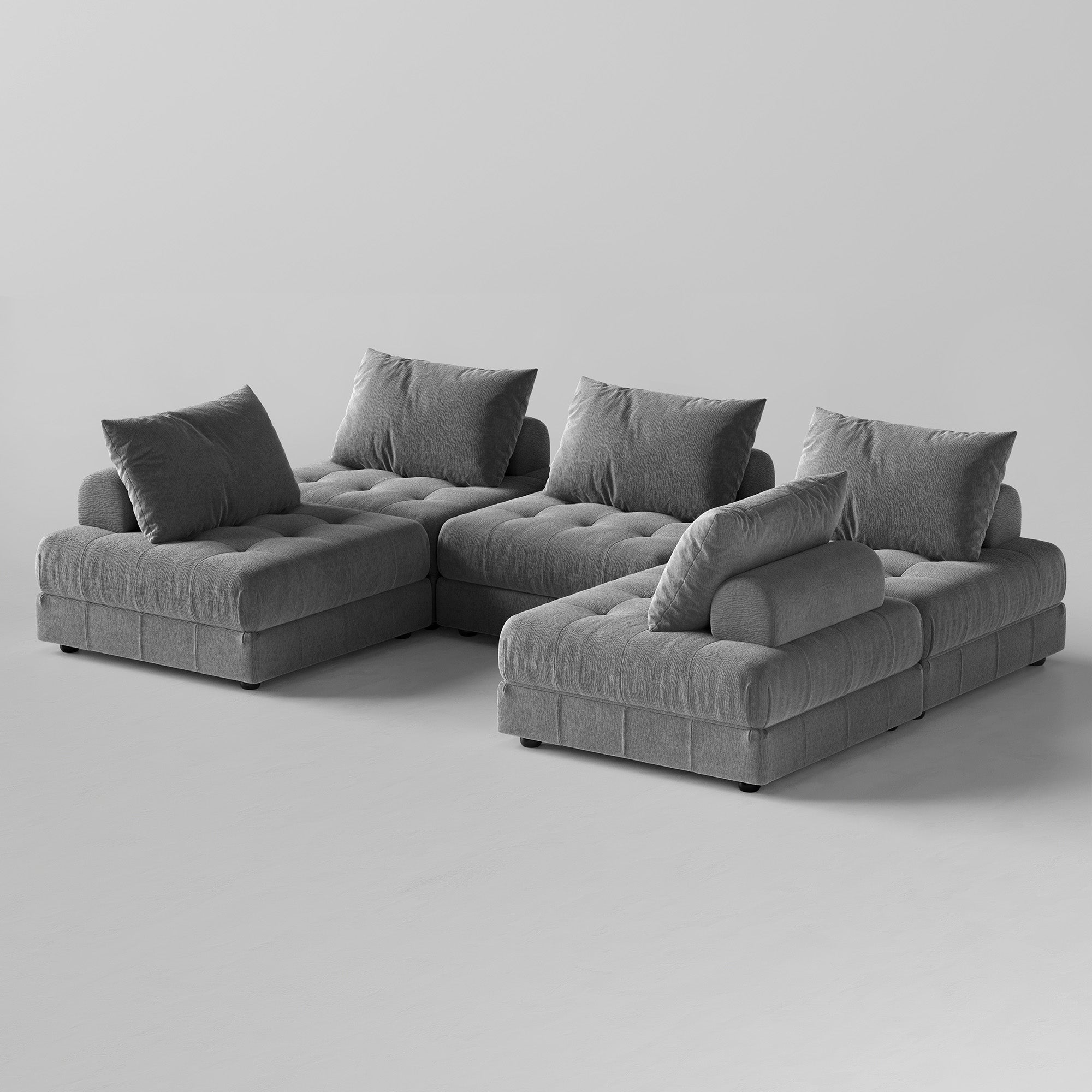 Block Modular Gray Sectional