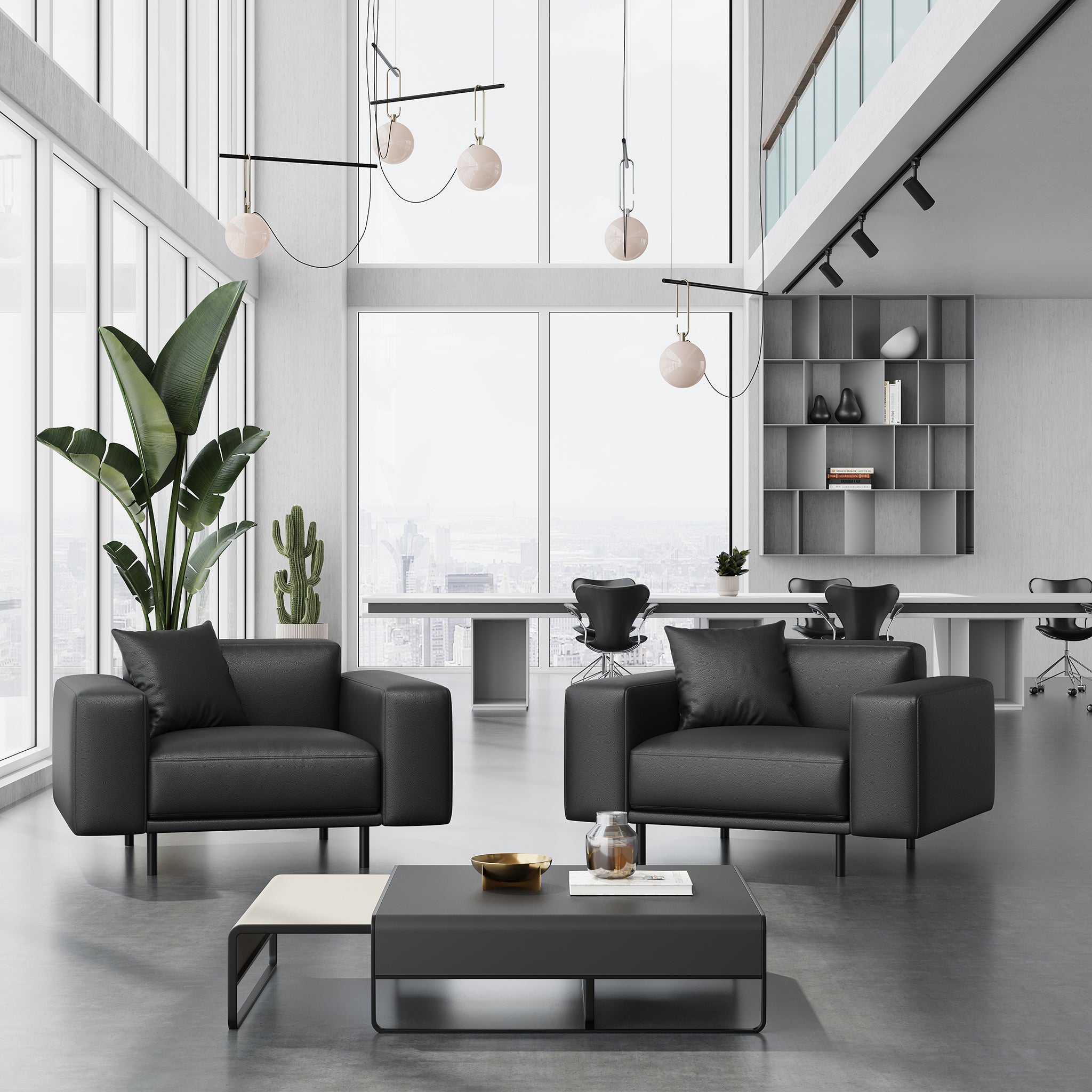 Noble Dark Gray Leather Armchair