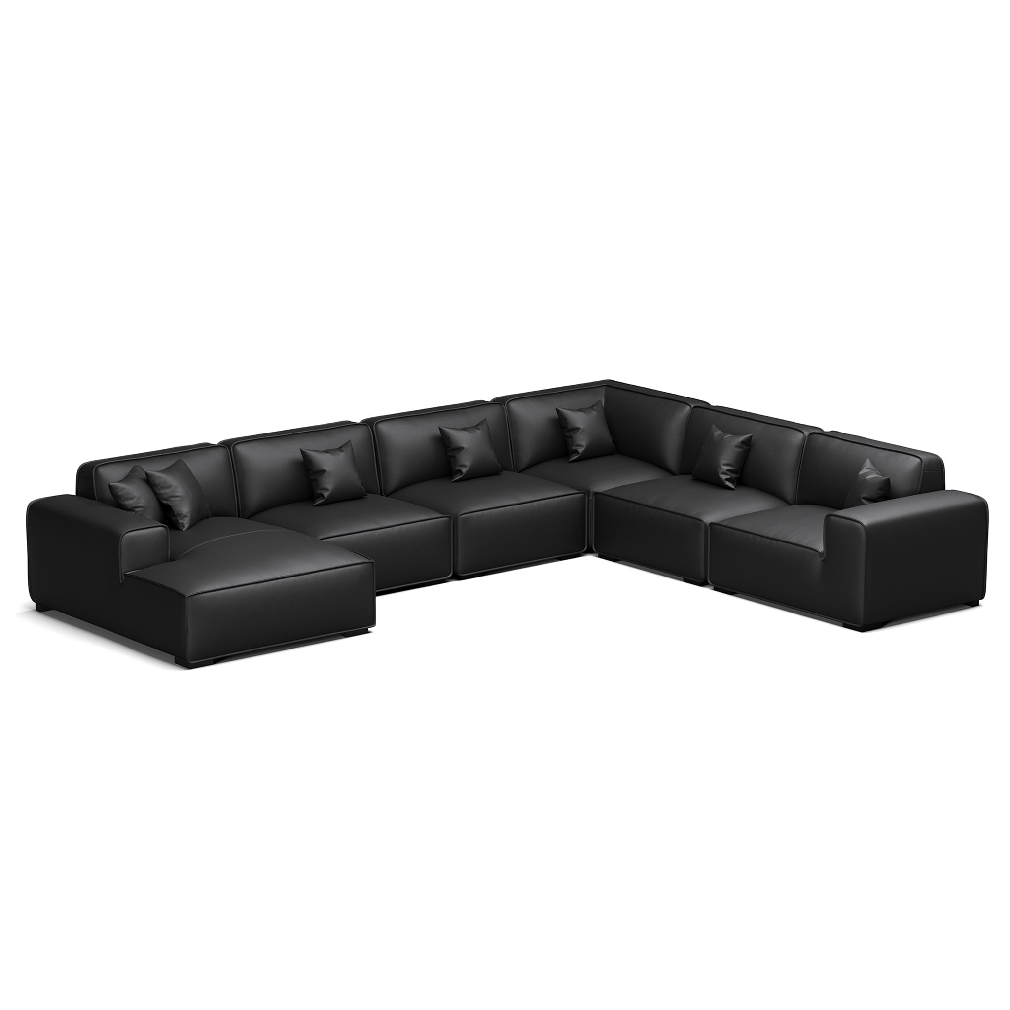 Domus Modular Beige Leather U-Shaped Sectional