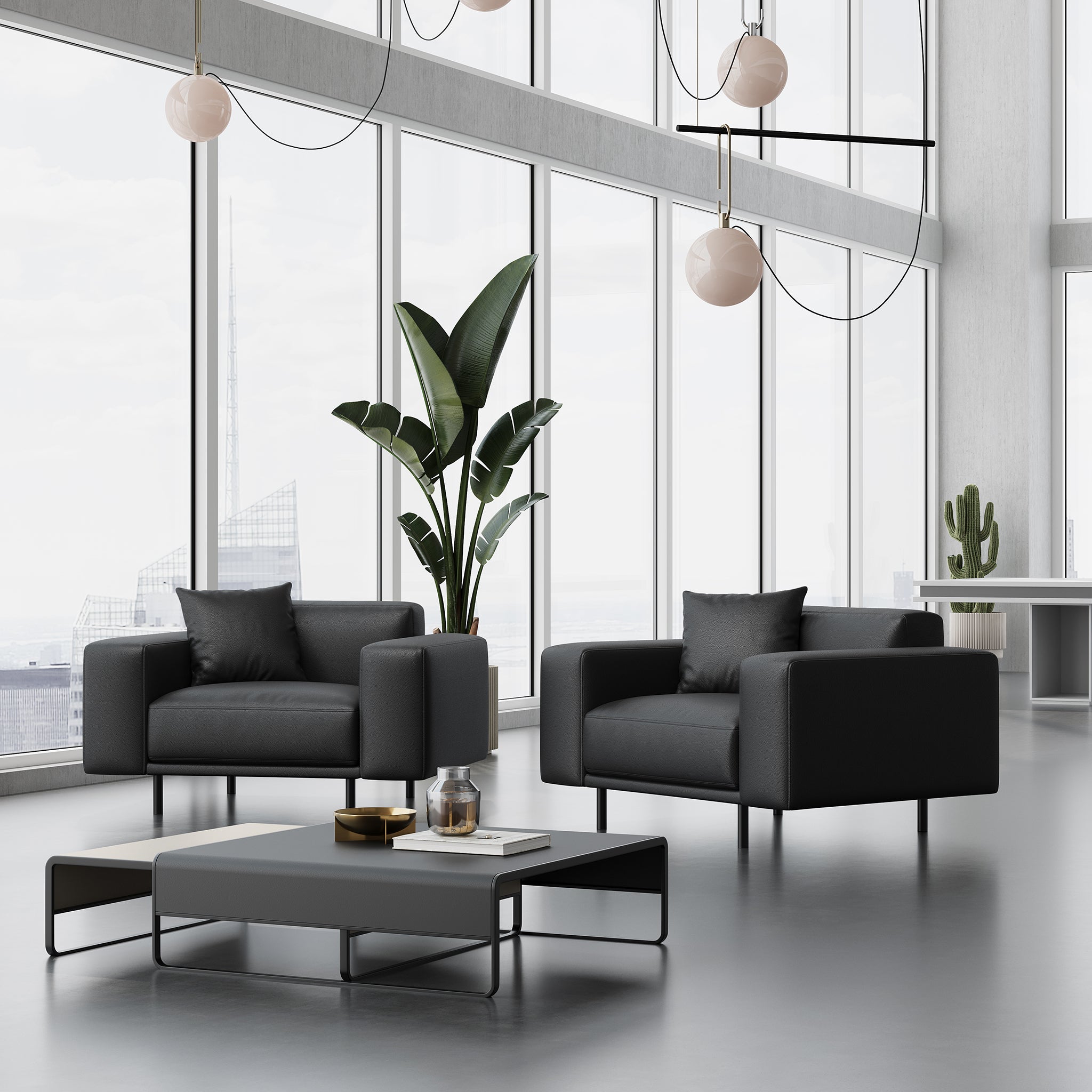 Noble Dark Gray Leather Armchair