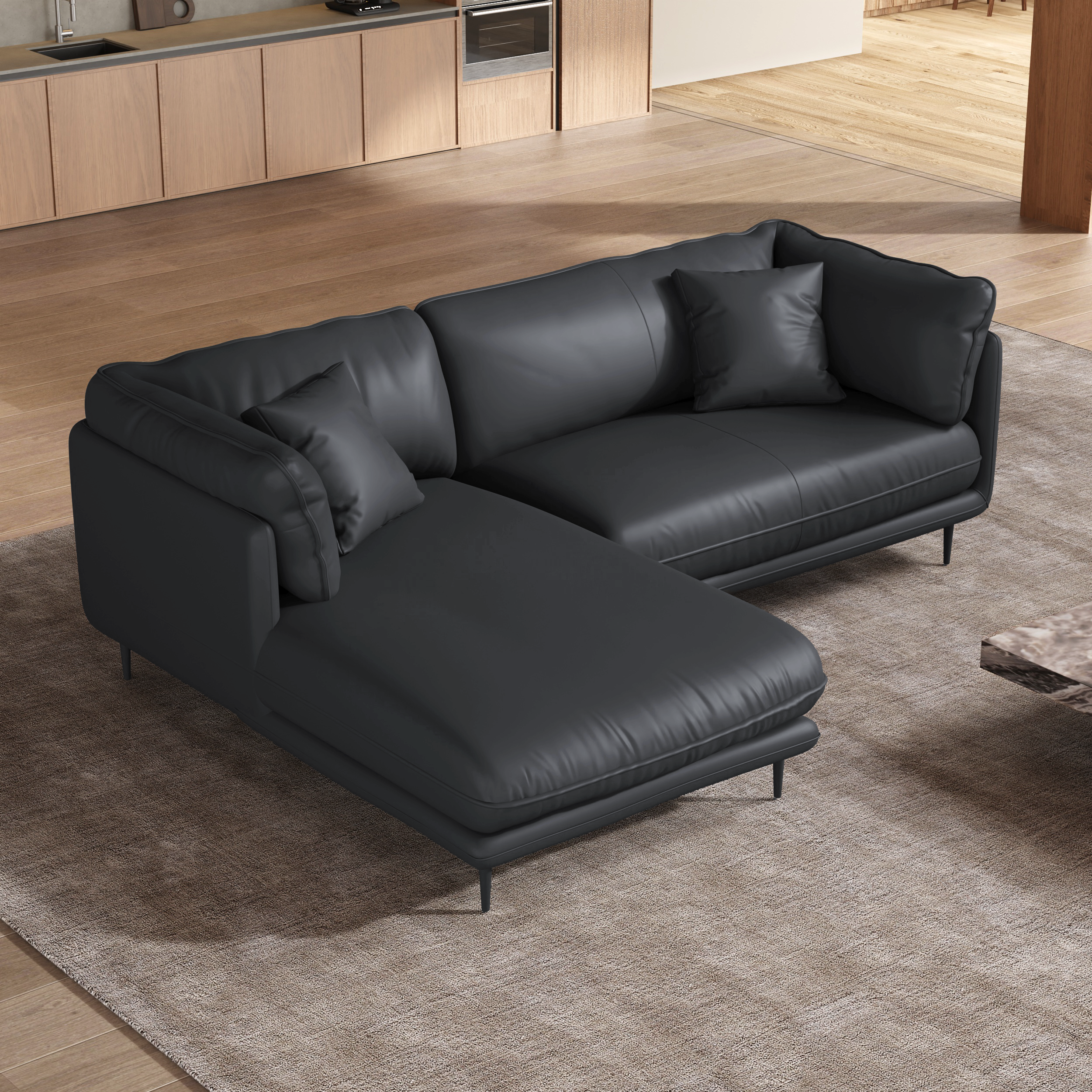 Vanilla White Leather Sectional