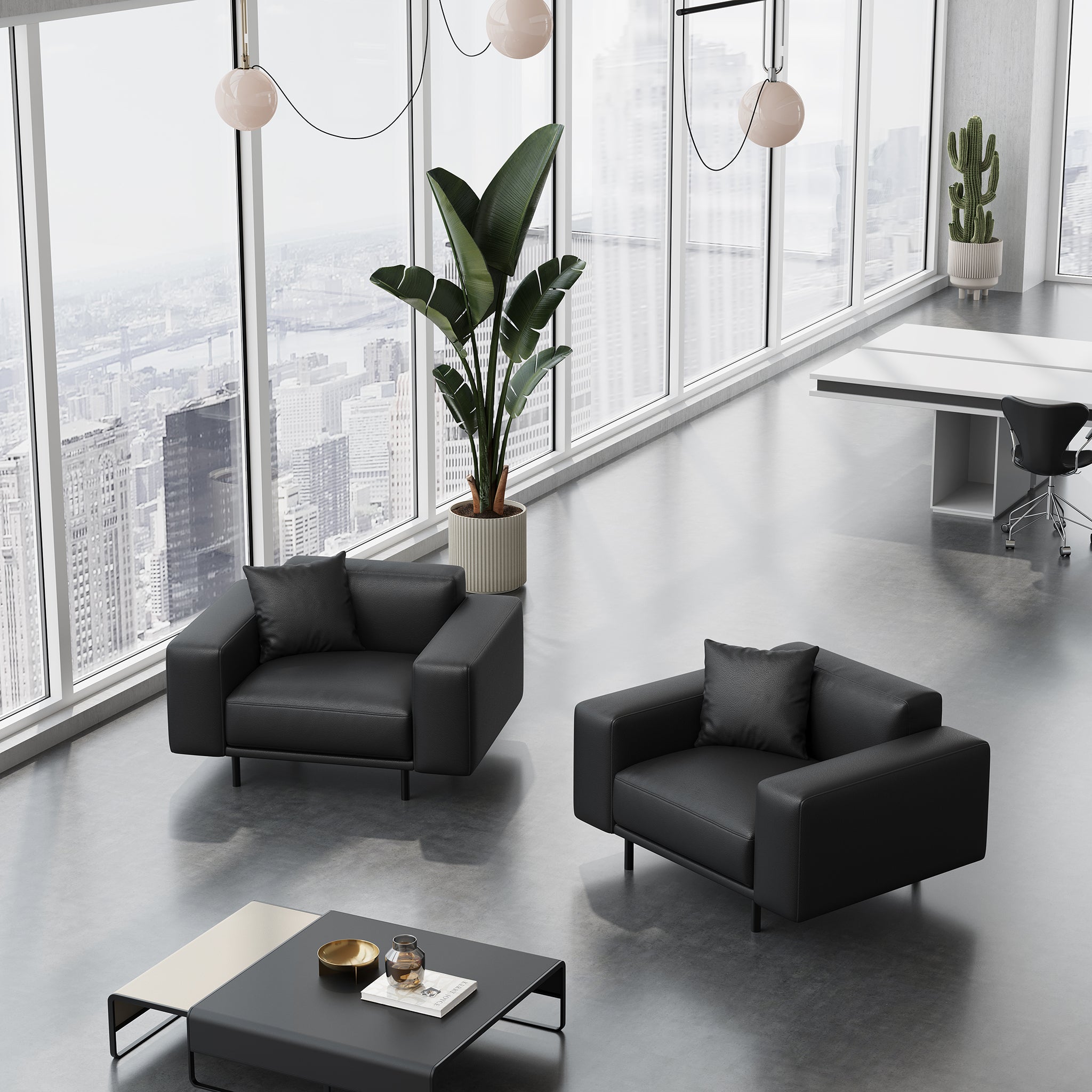 Noble Dark Gray Leather Armchair