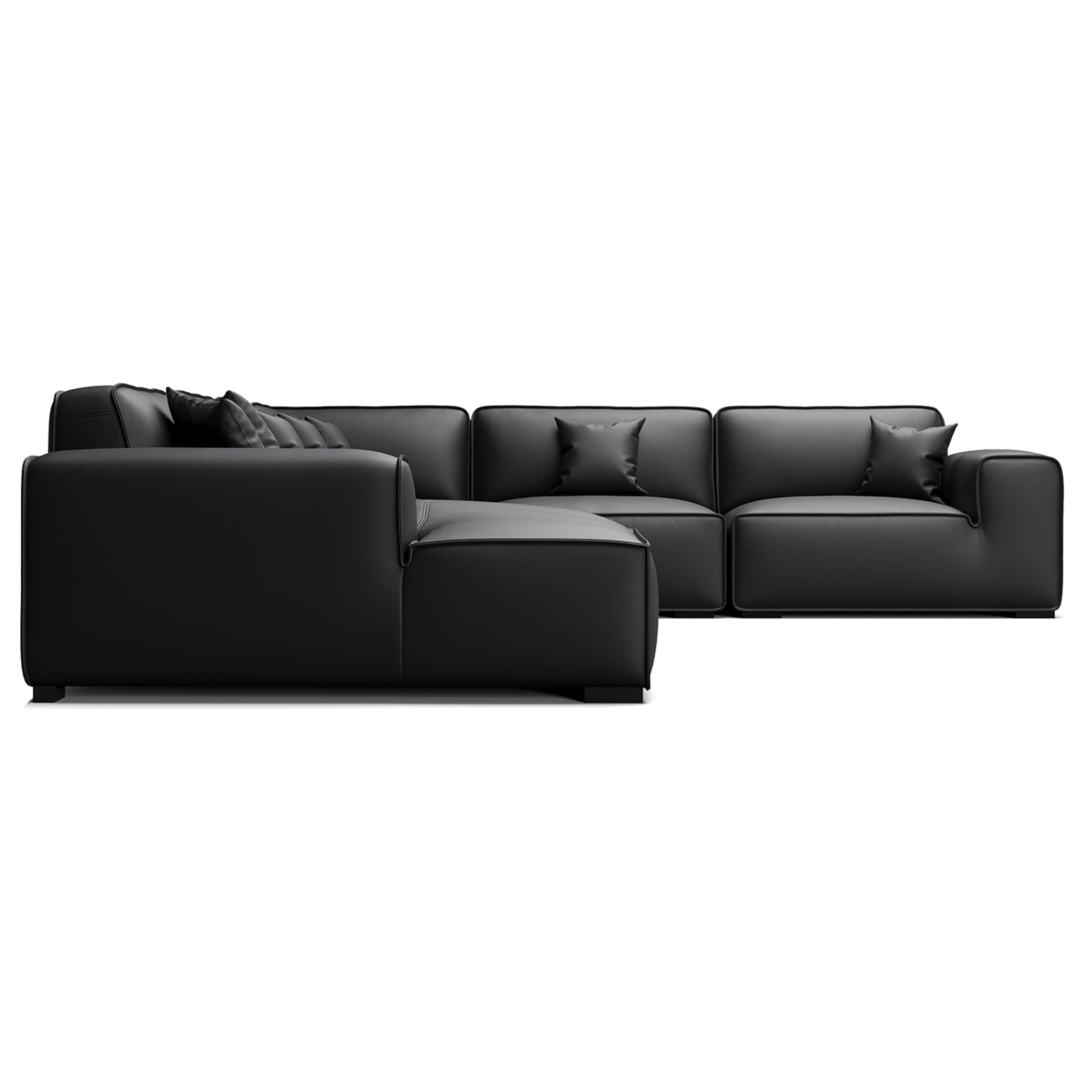 Domus Modular Beige Leather U-Shaped Sectional