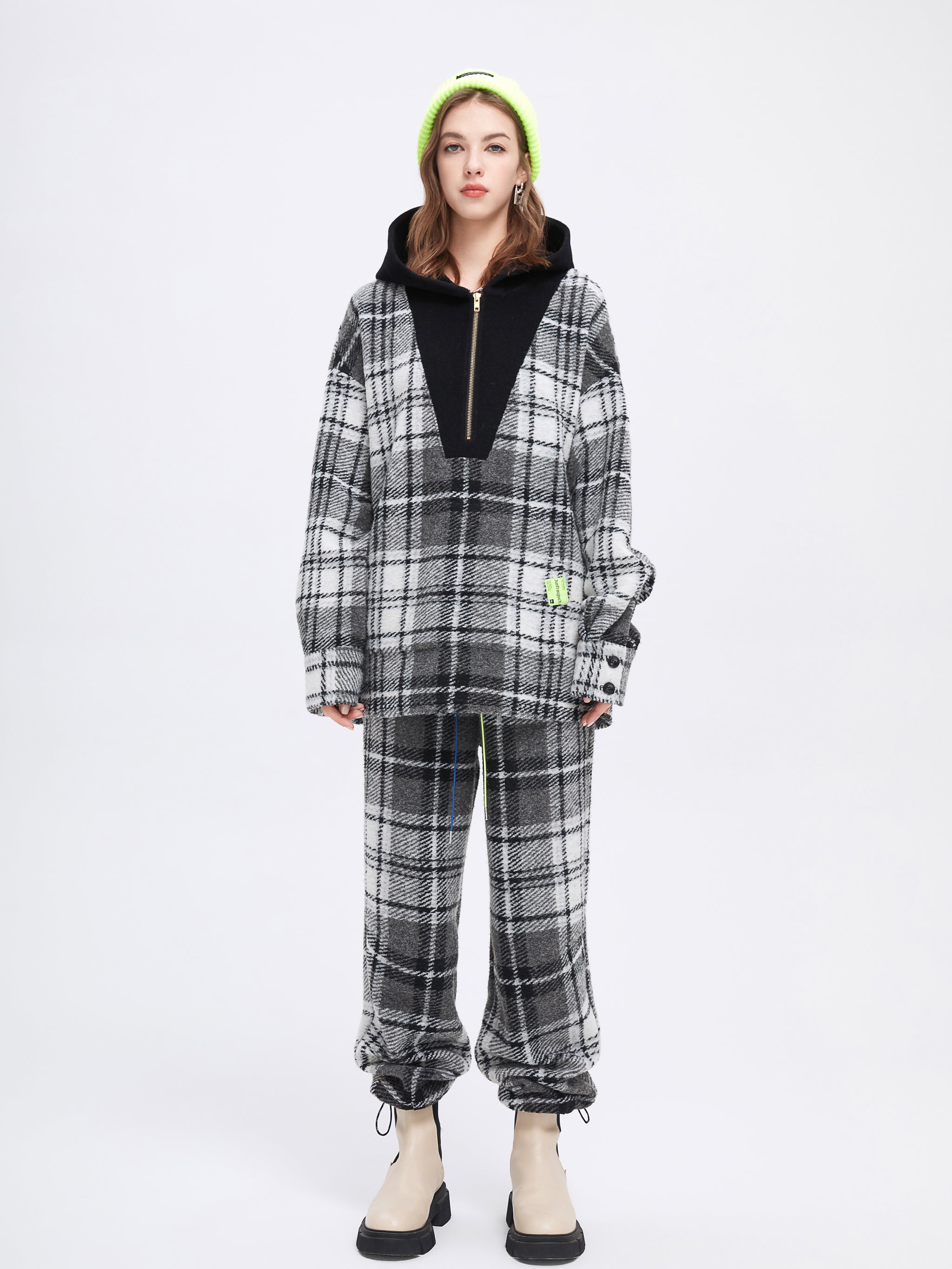 Pantalon ample en flanelle à carreaux