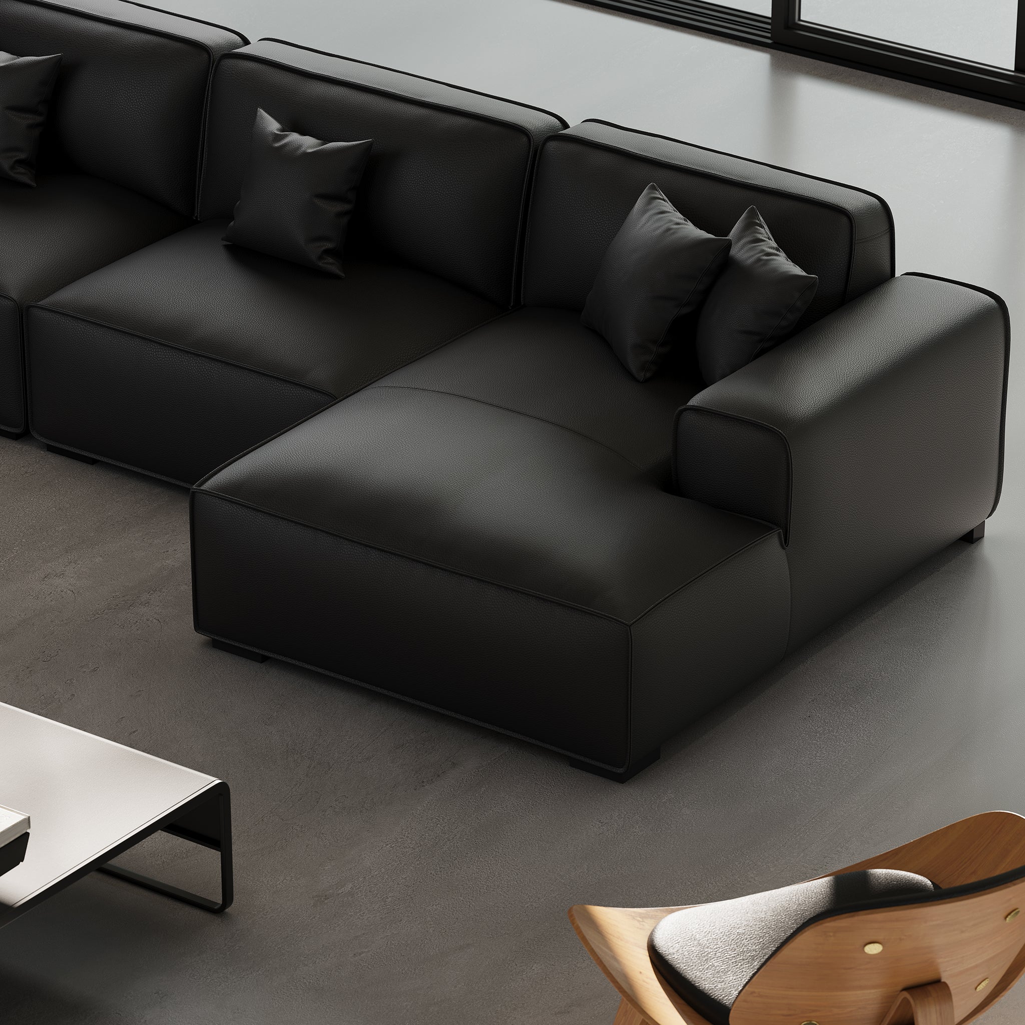 Domus Modular Beige Leather U-Shaped Sectional