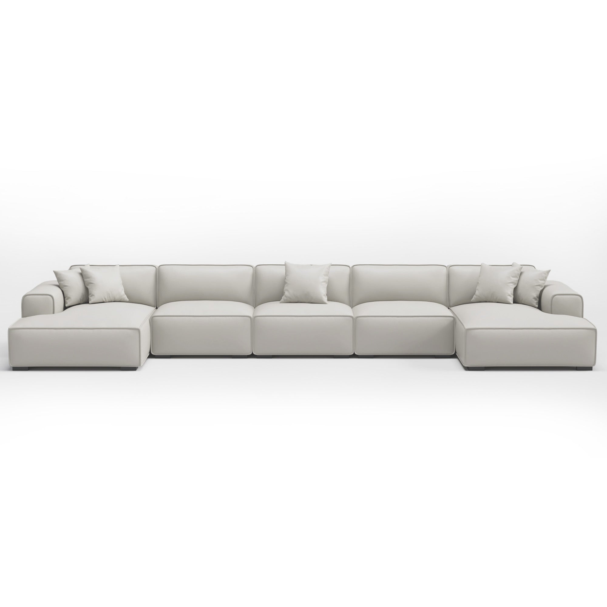Domus Modular Brown Leather Double Chaise Sectional