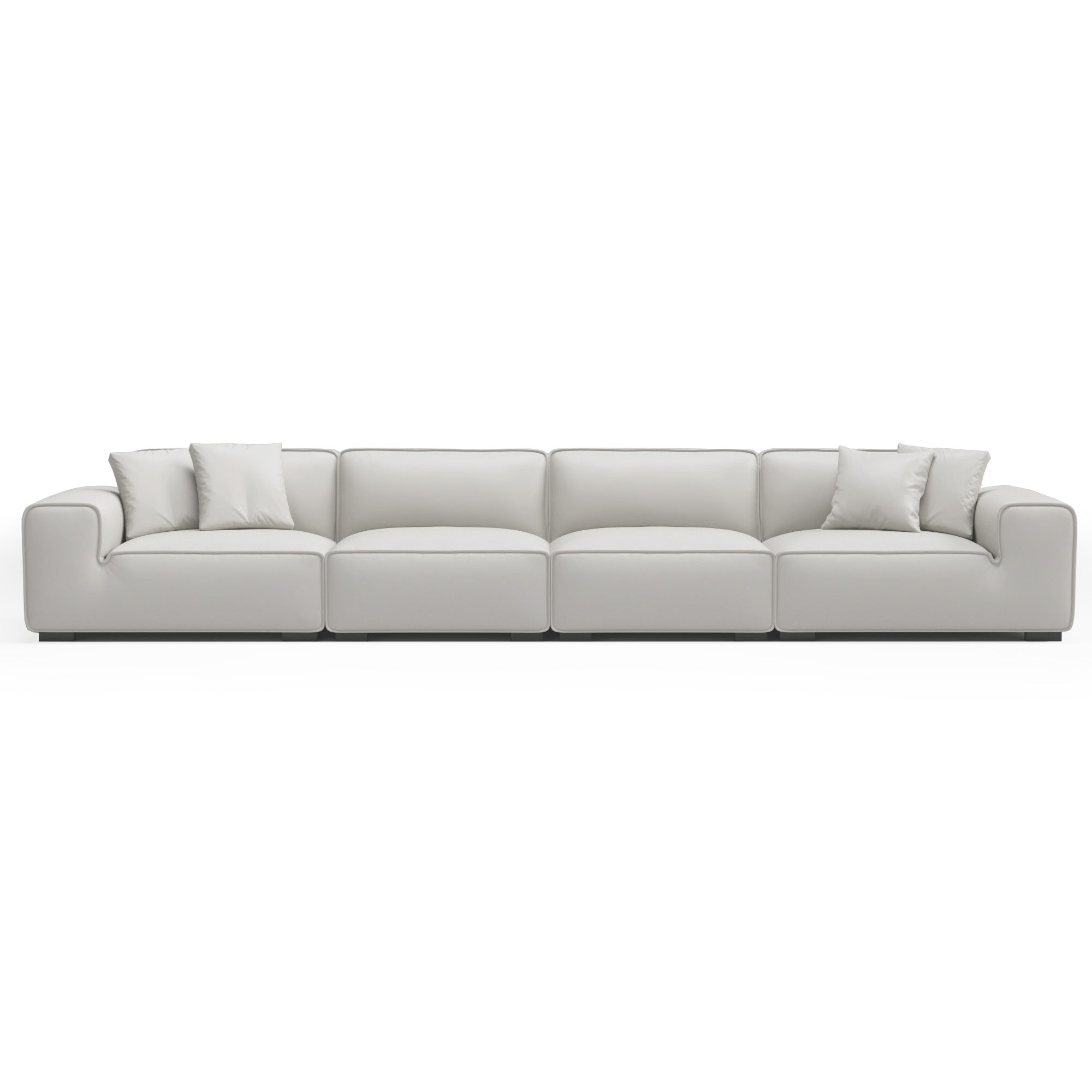 Domus Modular Black Leather Sofa