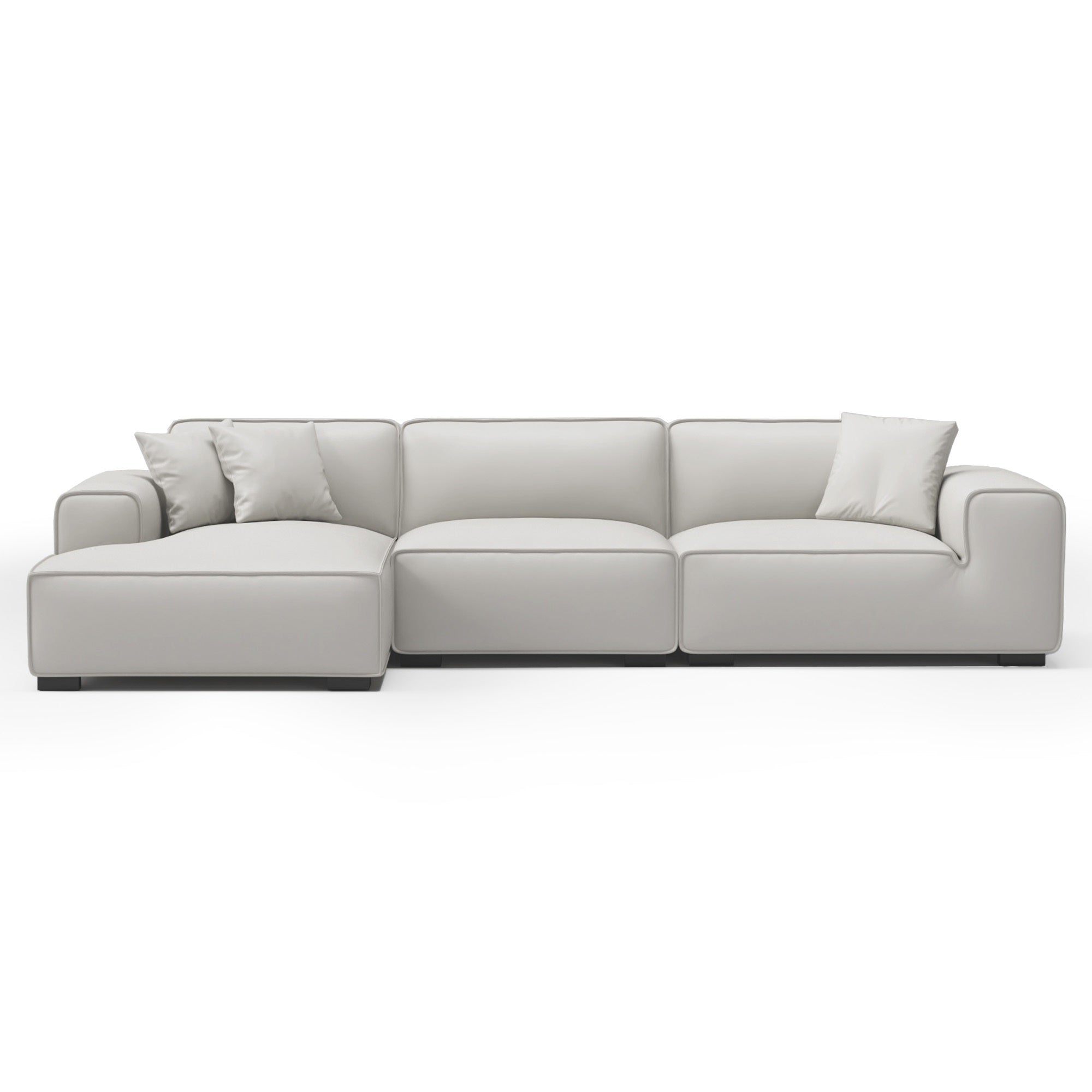 Domus Modular Black Leather Sectional Sofa