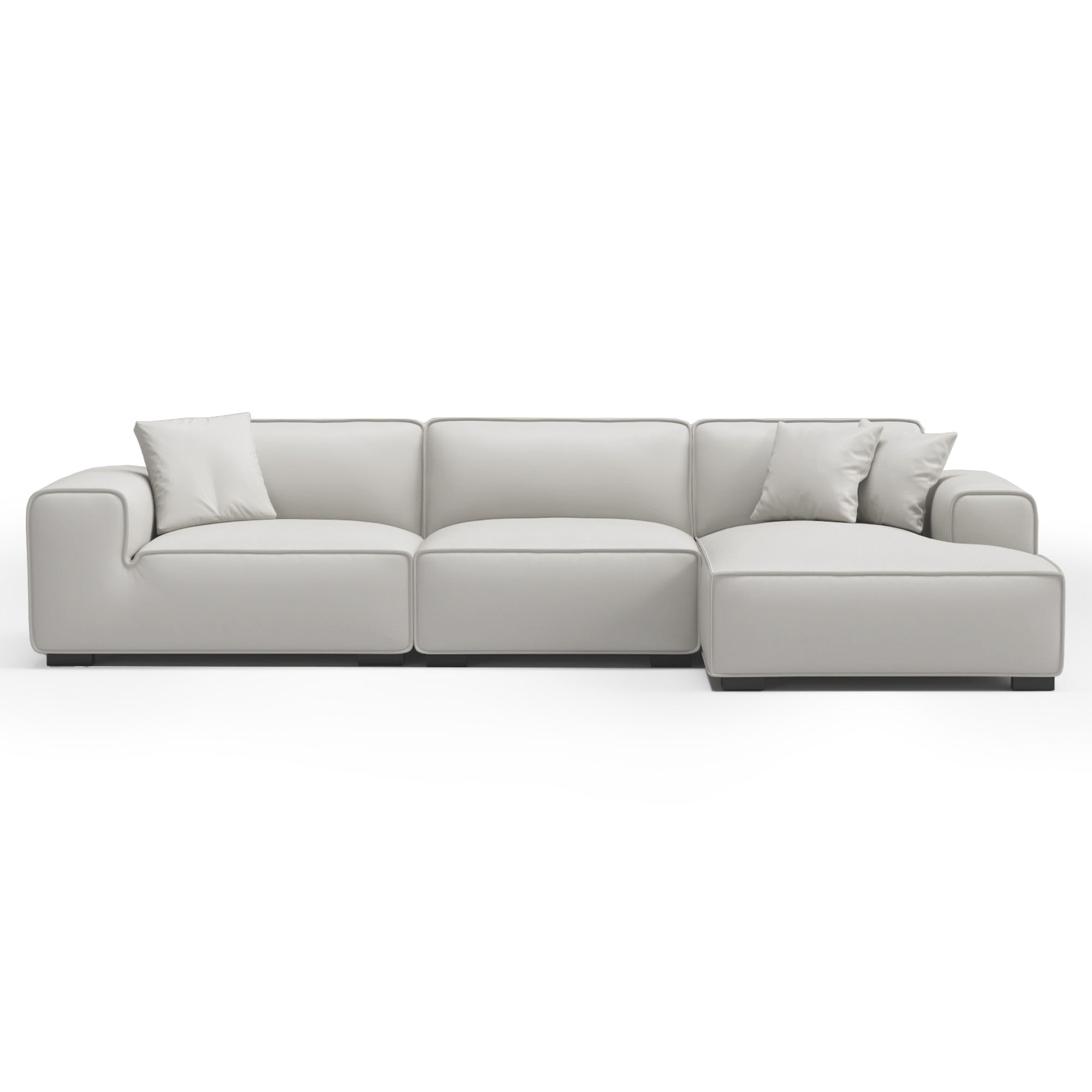 Domus Modular Black Leather Sectional Sofa