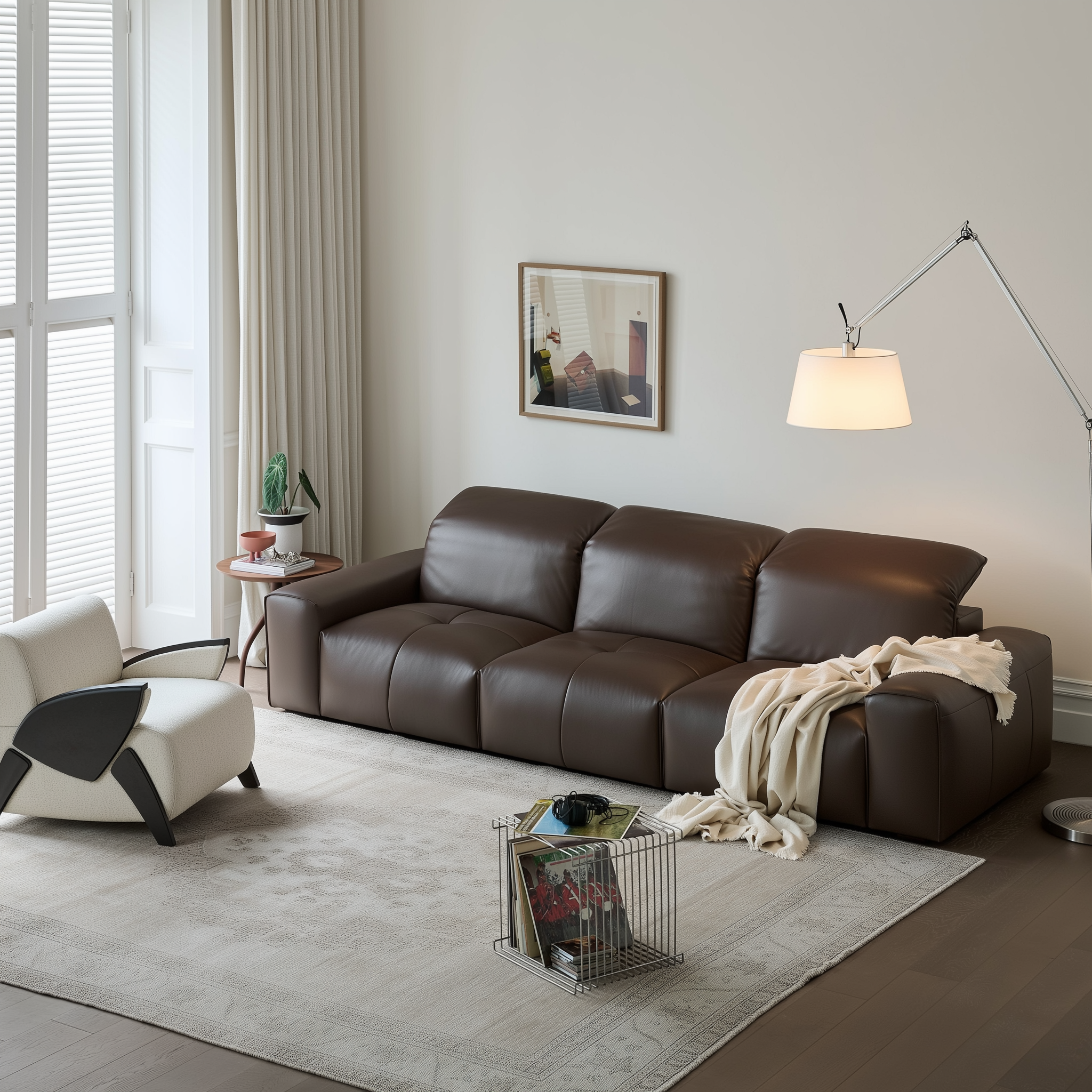 Canapé inclinable en cuir marron Nero