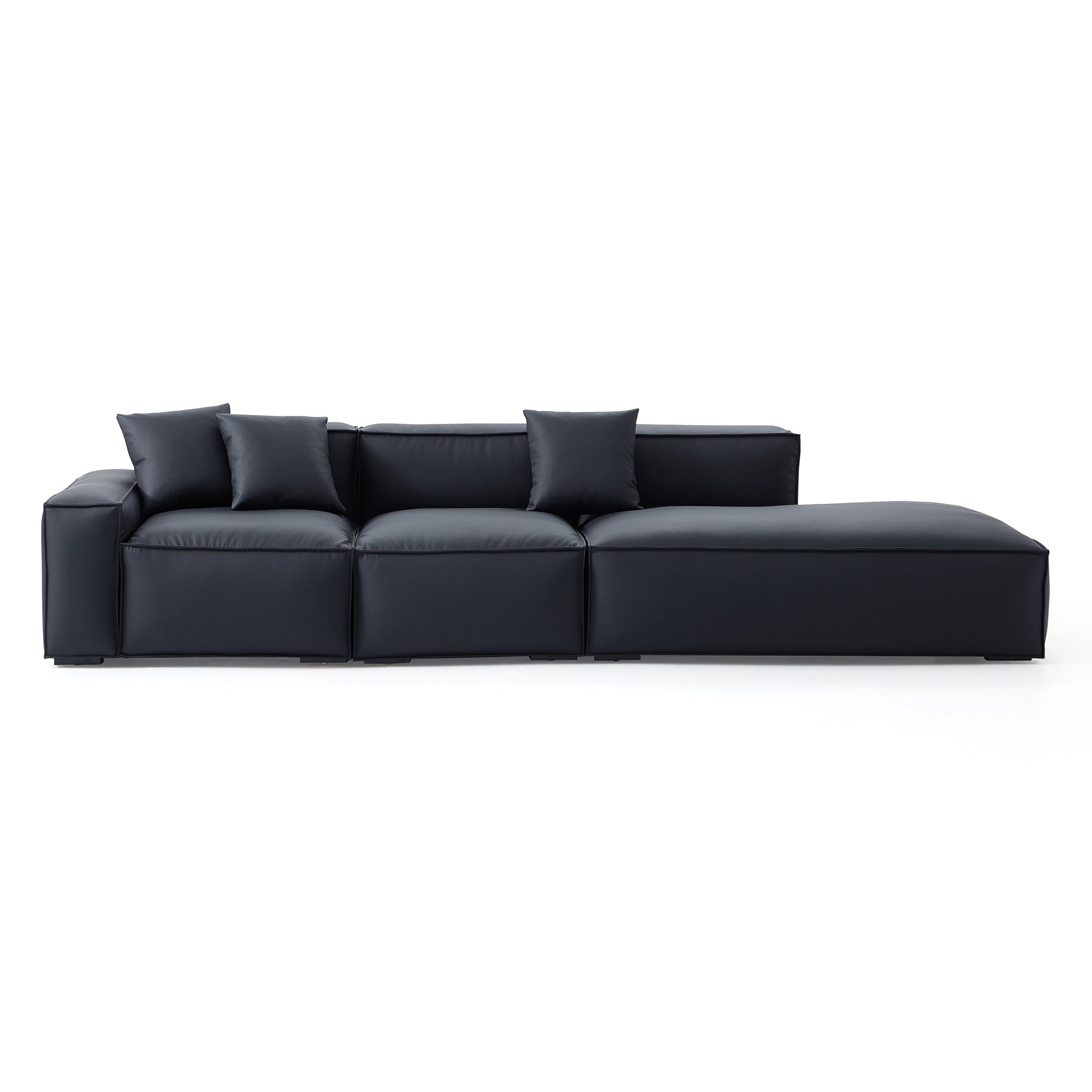 Canapé en cuir noir minimaliste géométrique