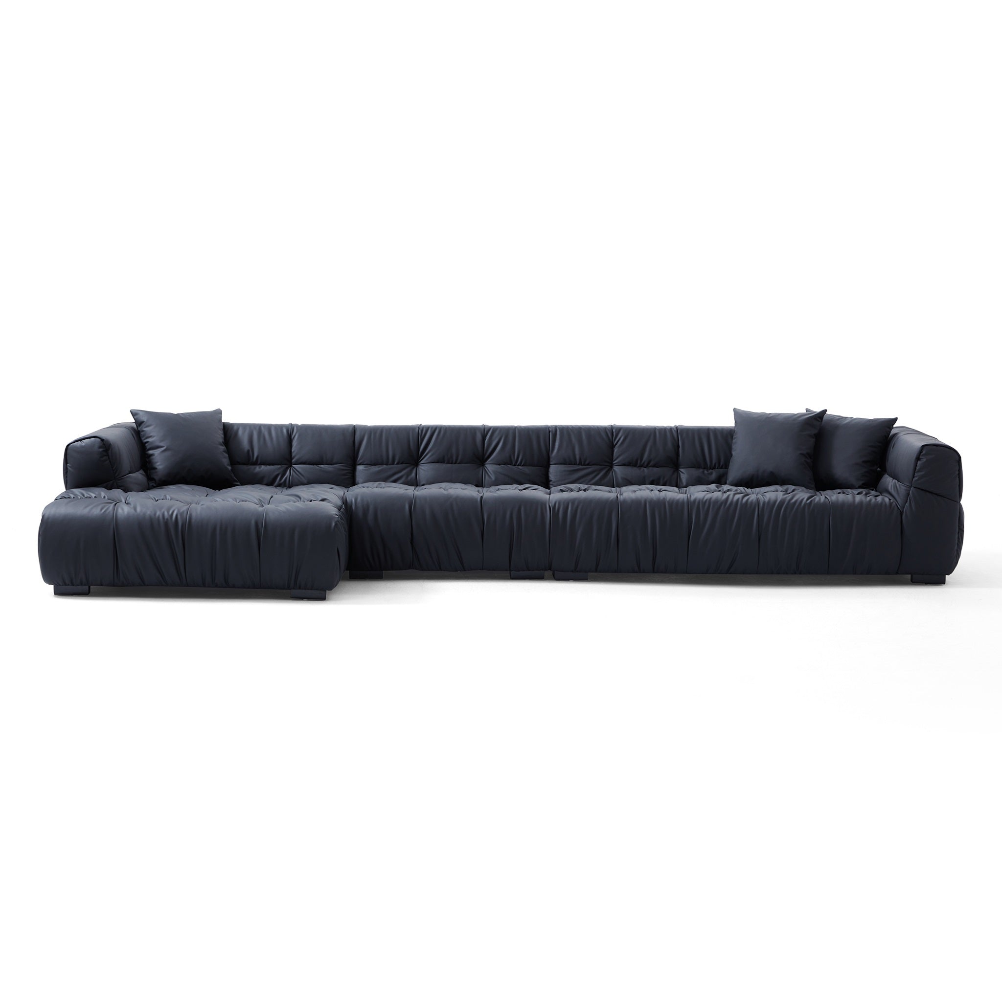 Boba Black Leathaire Sectional Set