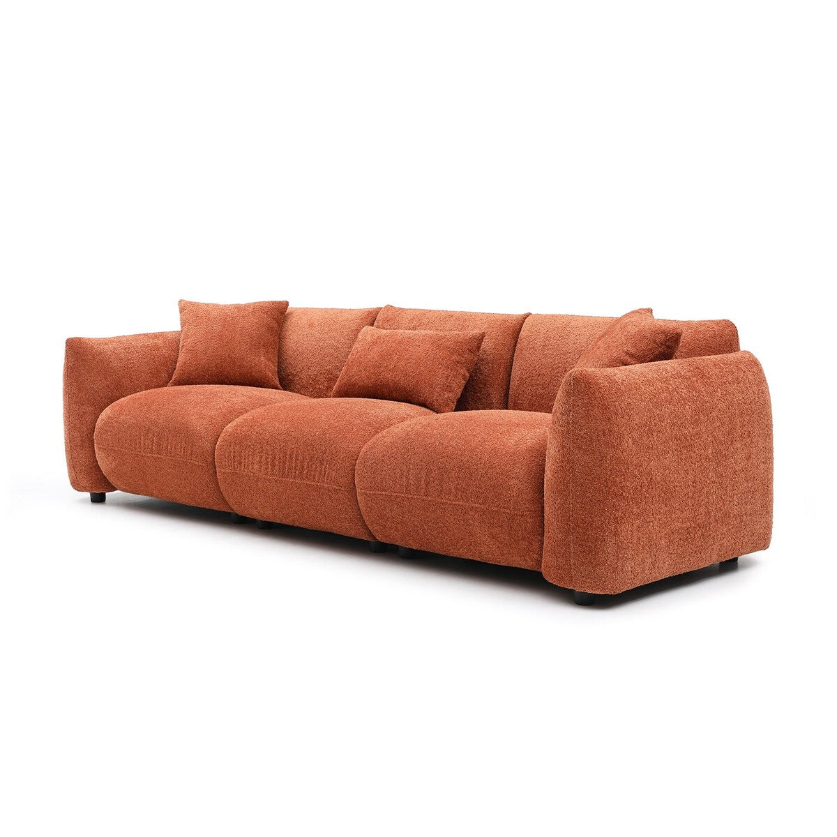 Canapé sectionnel blanc rembourré et confortable en duvet d'agneau doux avec pouf