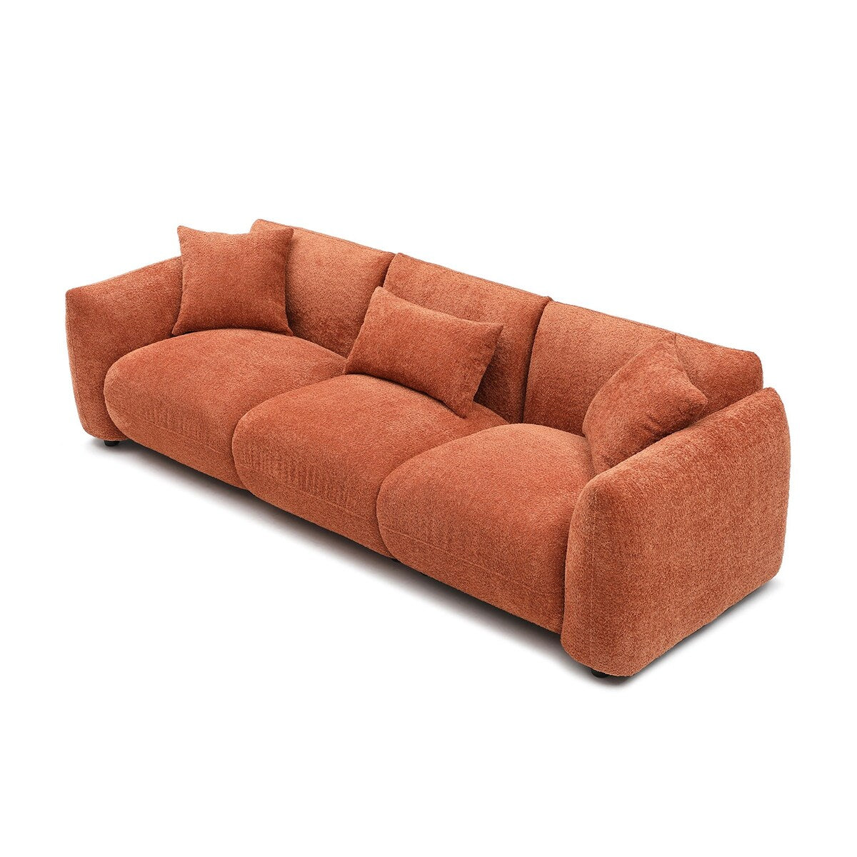 Canapé sectionnel blanc rembourré et confortable en duvet d'agneau doux avec pouf