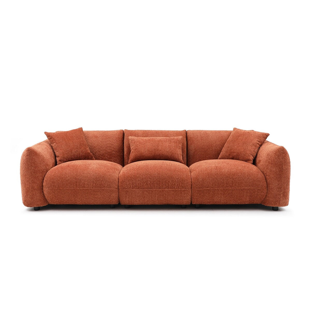 Canapé sectionnel blanc rembourré et confortable en duvet d'agneau doux avec pouf