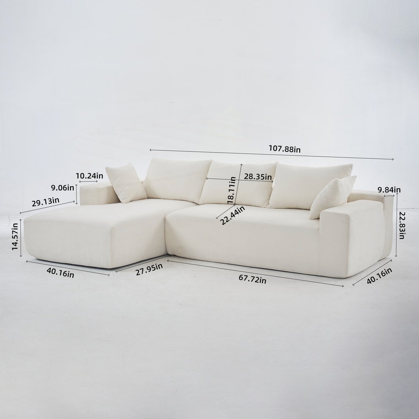 Canapé modulaire extra-profond 108X68 pouces
