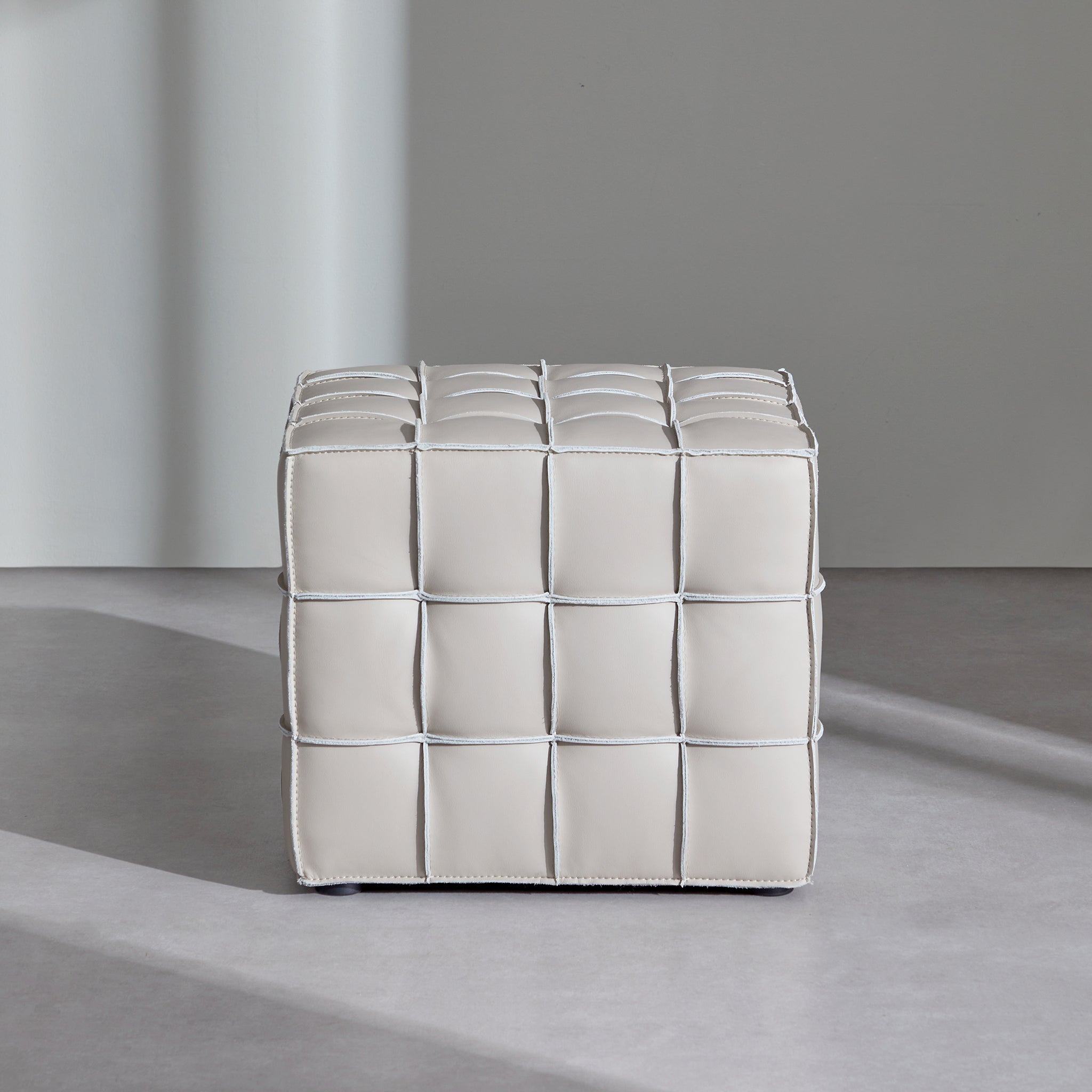Monarch Leather Tufted Cube Pouf