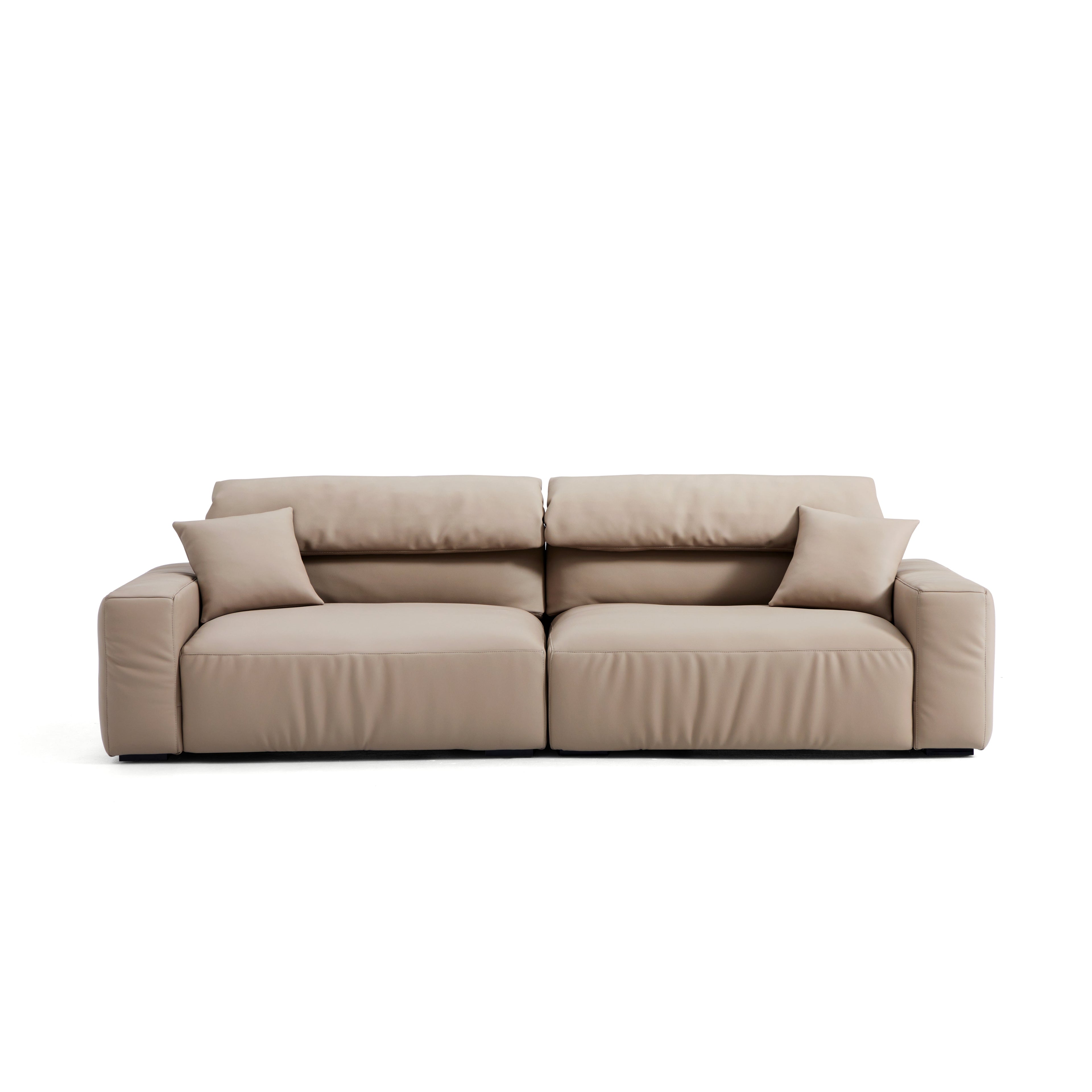 Chestnut Khaki Leather Sofa