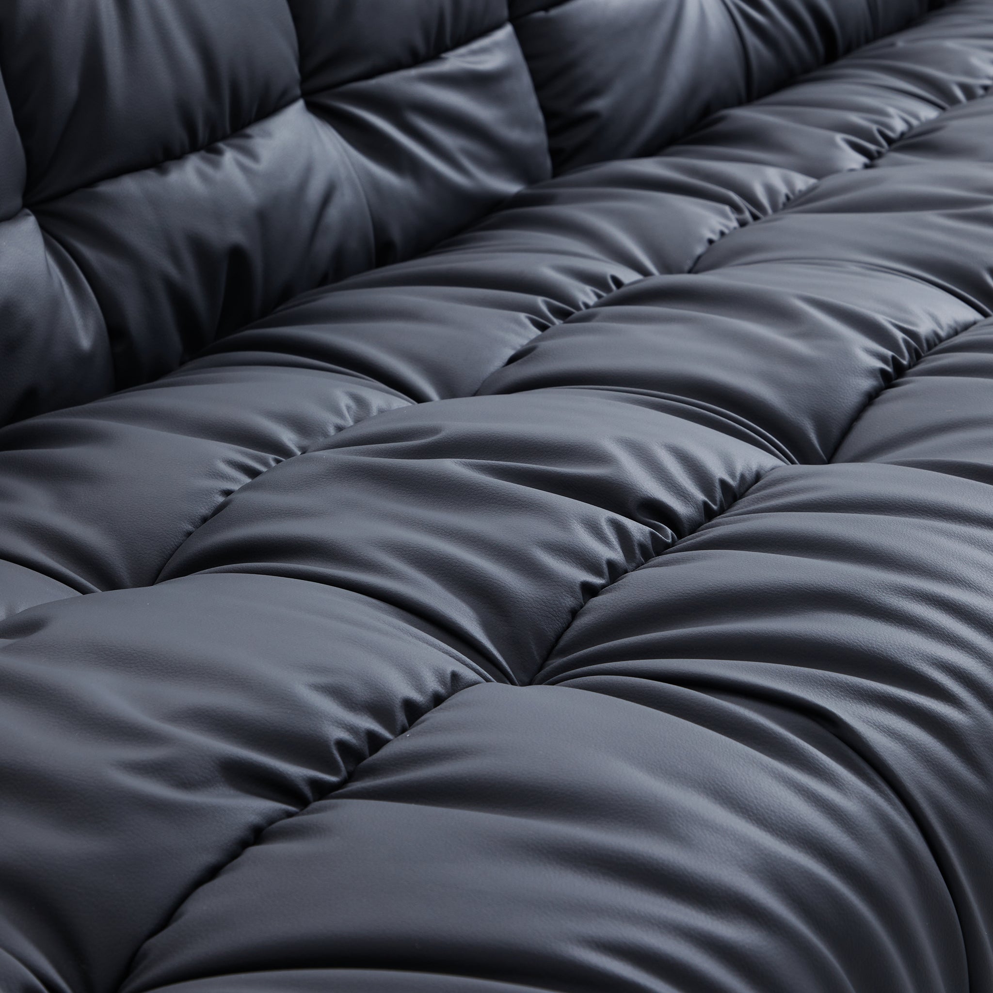 Boba Black Leathaire Sofa