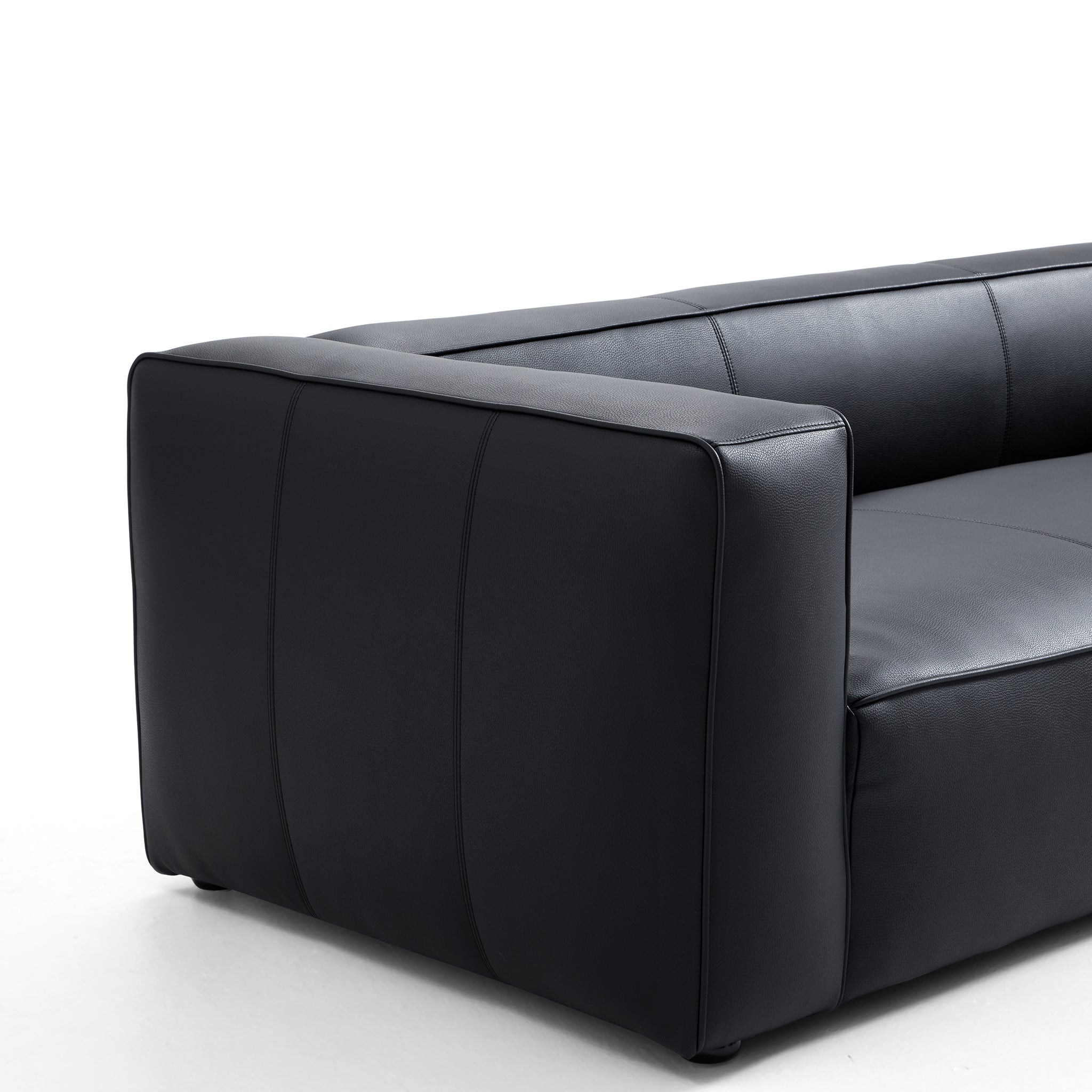 Brancaster Black Genuine Leather Tuxedo Sofa