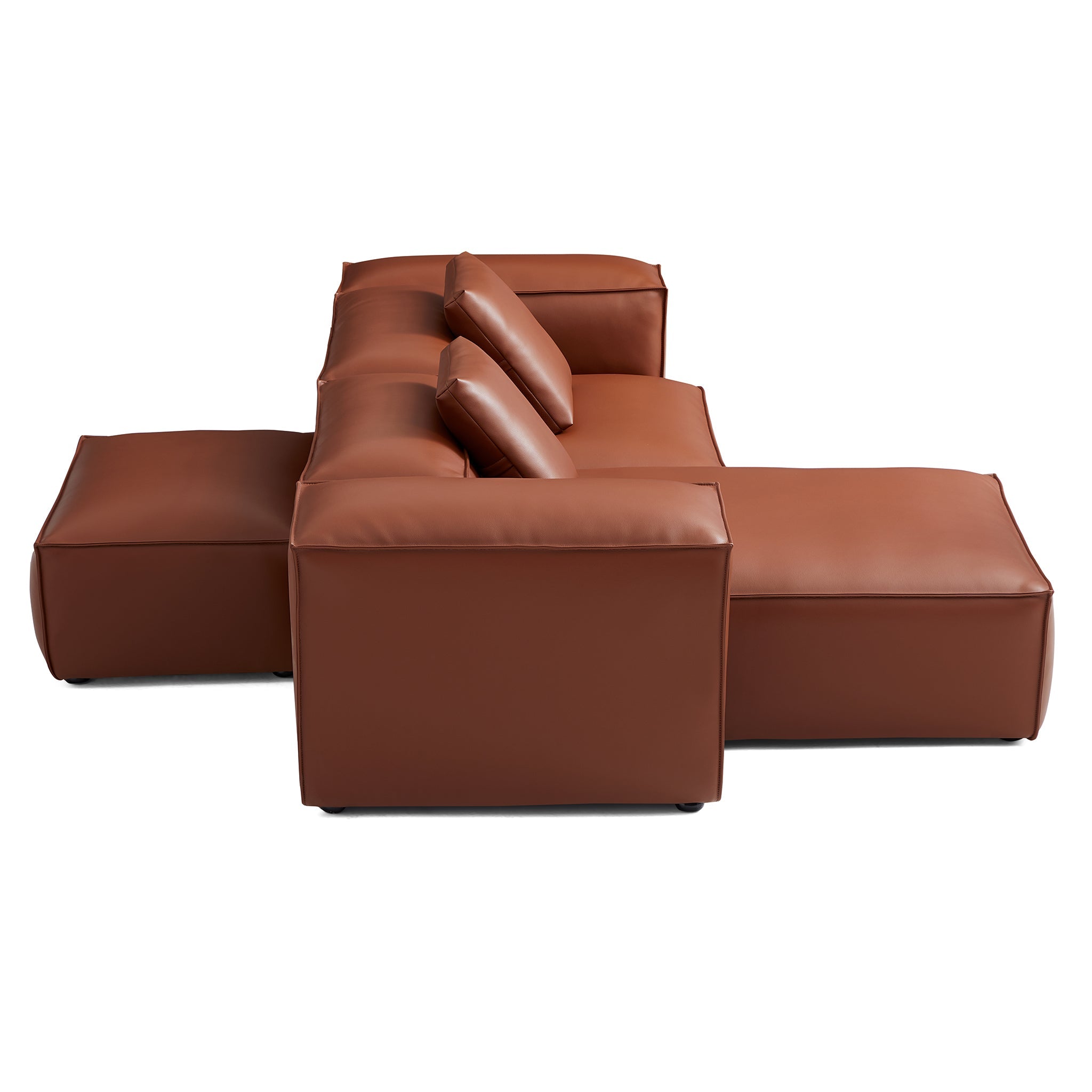 Cube Modular Black Genuine Leather Double-Sided Sectional
