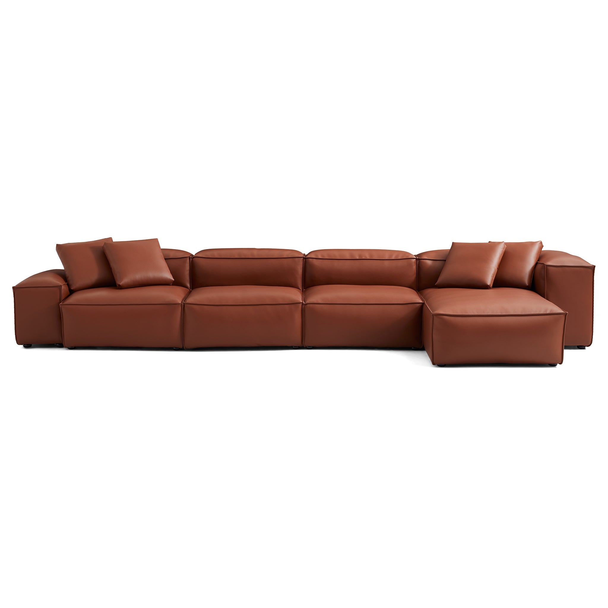 Cube Modular Beige Genuine Leather Sectional