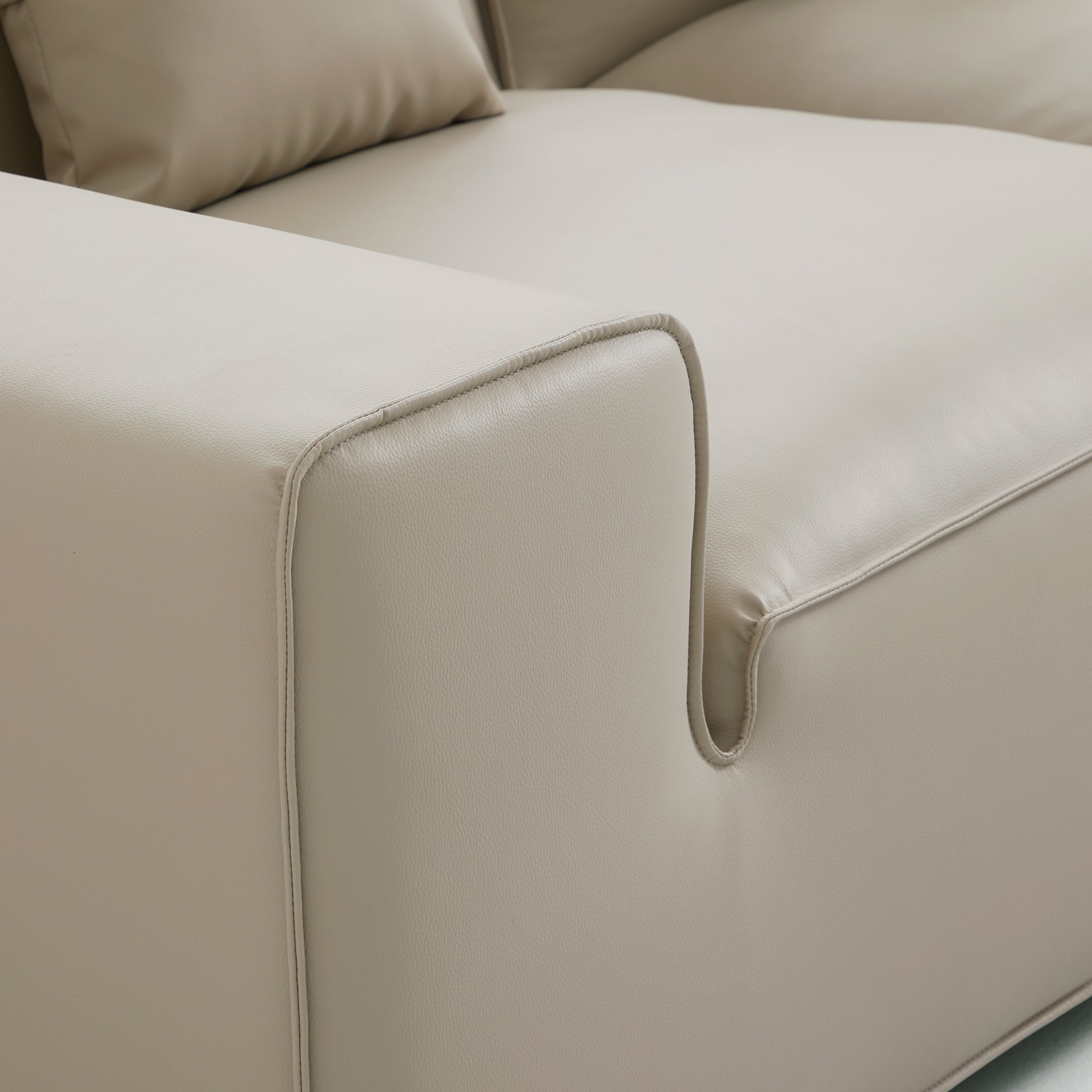Domus Modular Black Leather Double Chaise Sectional