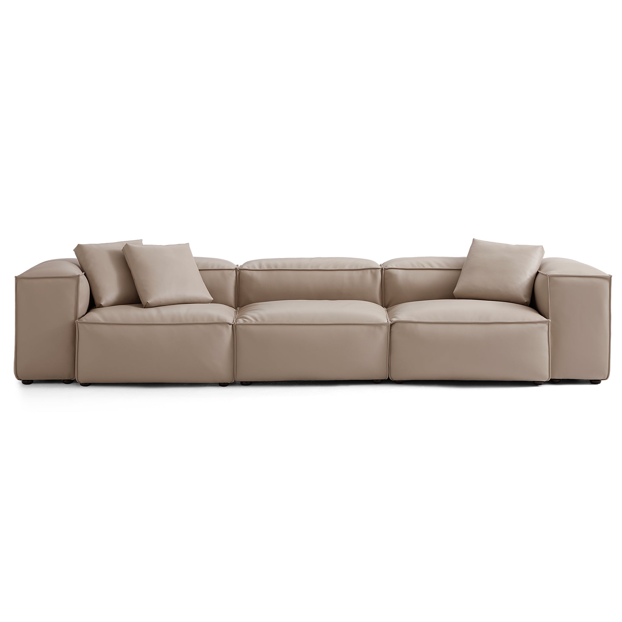 Cube Modular Black Genuine Leather Sofa
