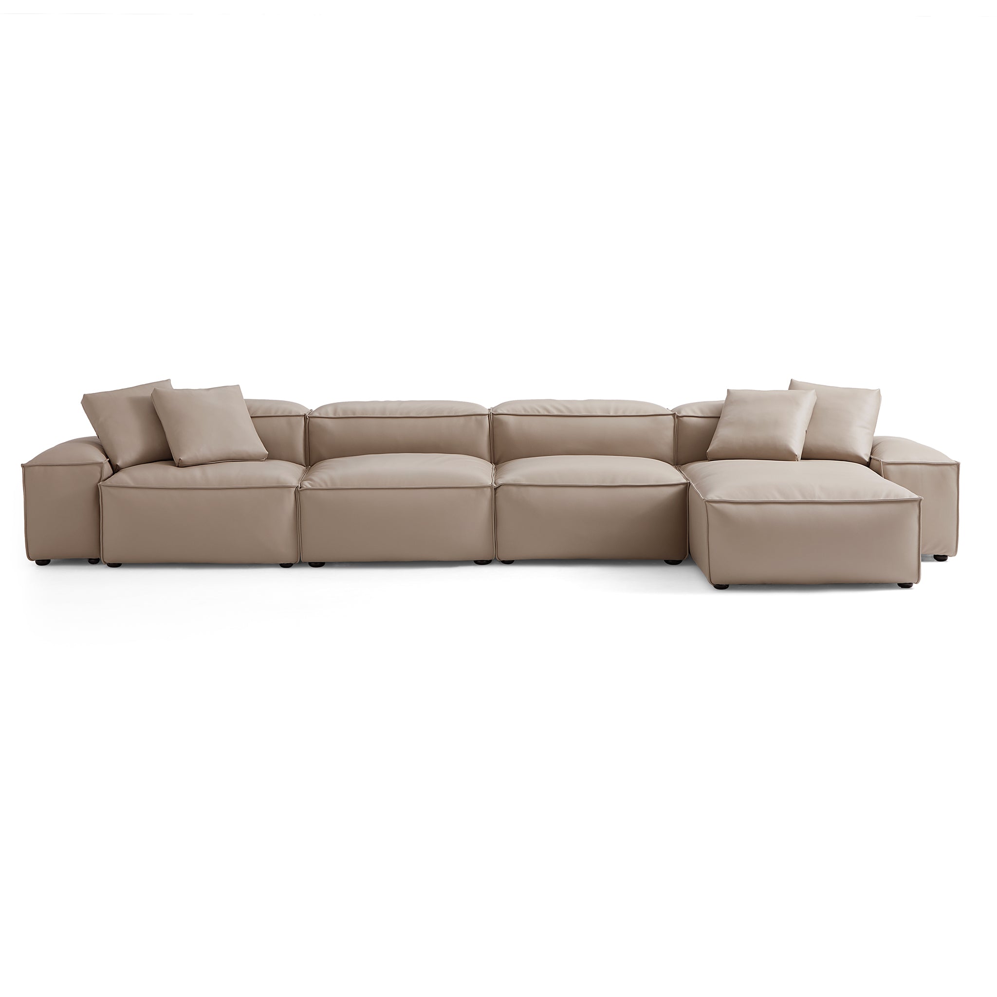 Cube Modular Beige Genuine Leather Sectional