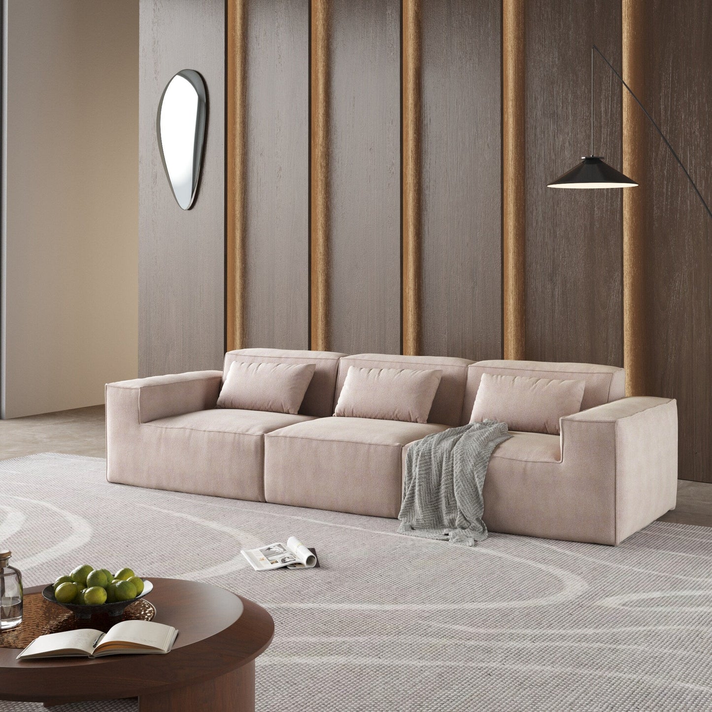 Canapé sectionnel modulaire 118, grand canapé nuage 3 places, canapés modernes et confortables en velours côtelé
