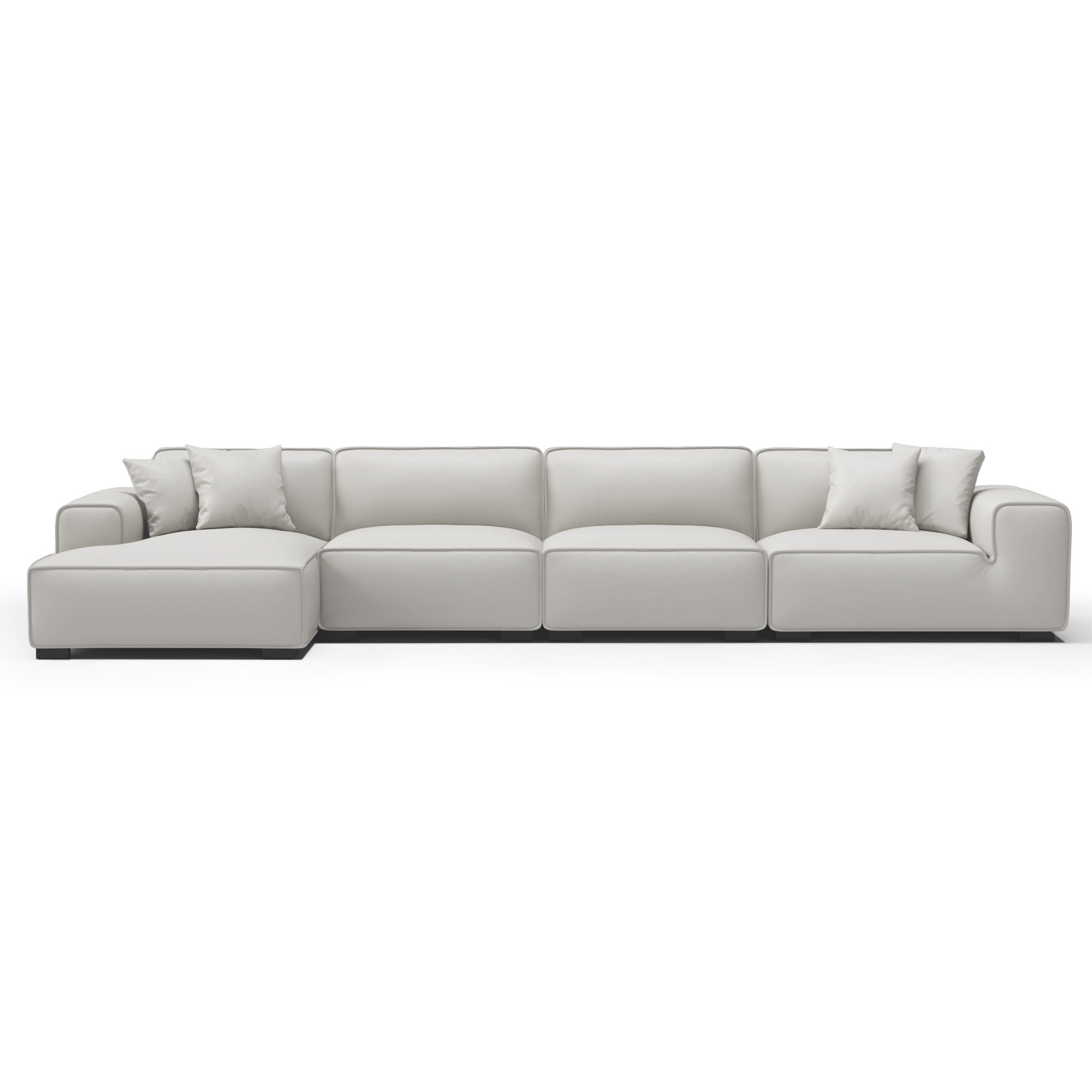 Domus Modular Black Leather Sectional Sofa