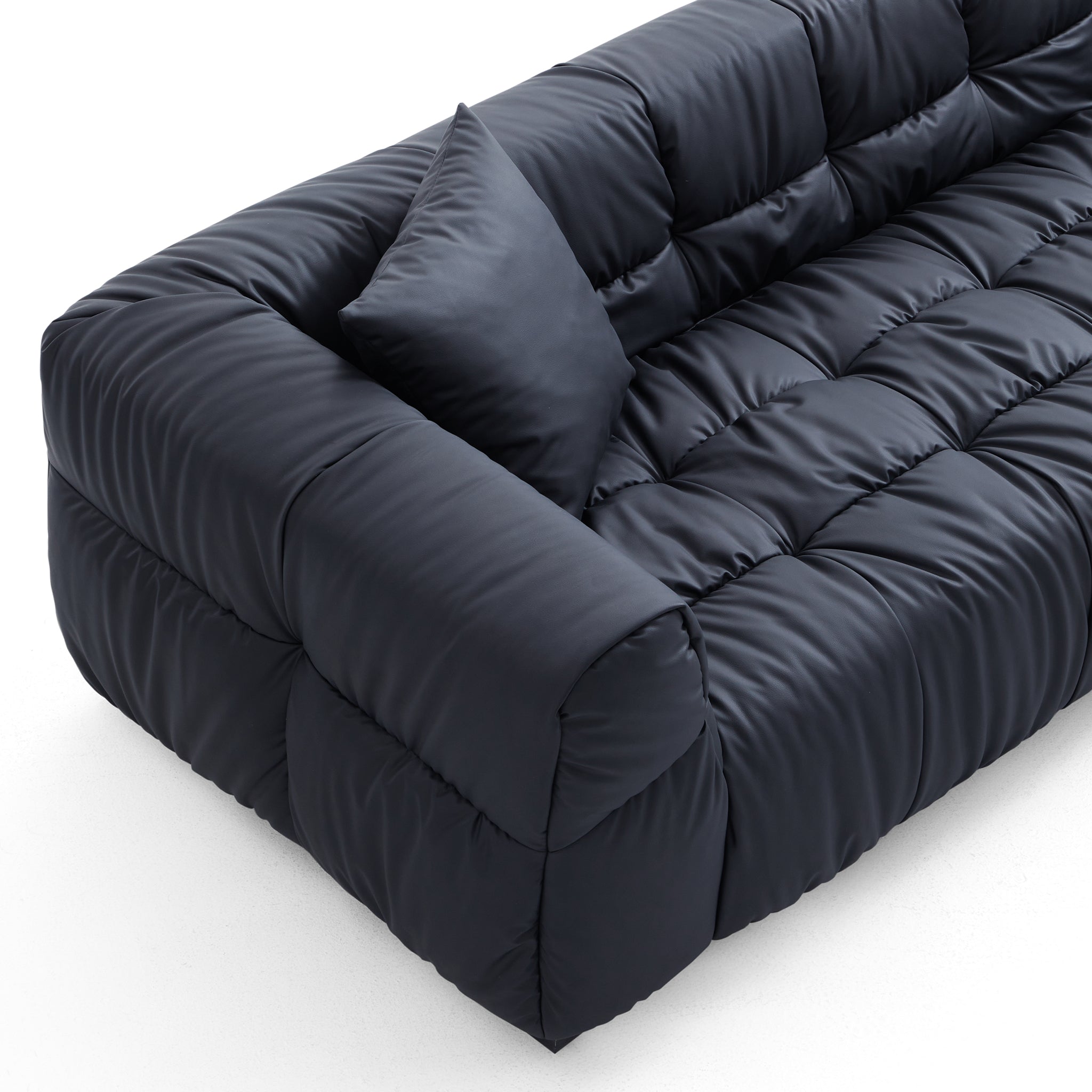 Boba Black Leathaire Sofa