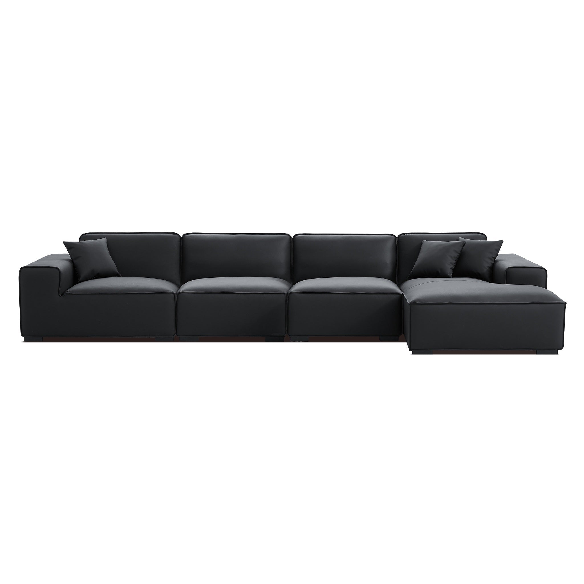 Domus Modular Black Leather Sectional Sofa