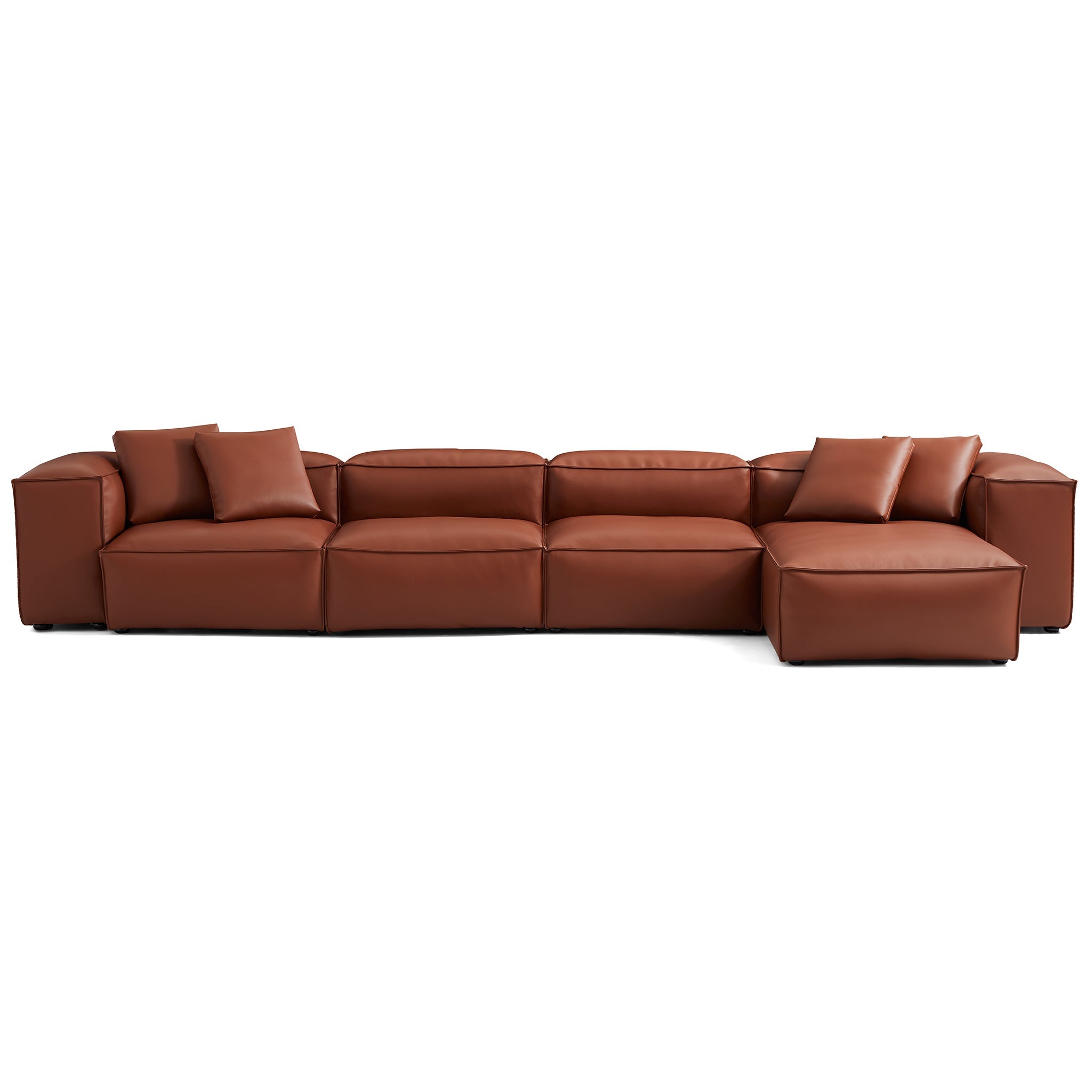 Cube Modular Beige Genuine Leather Sectional