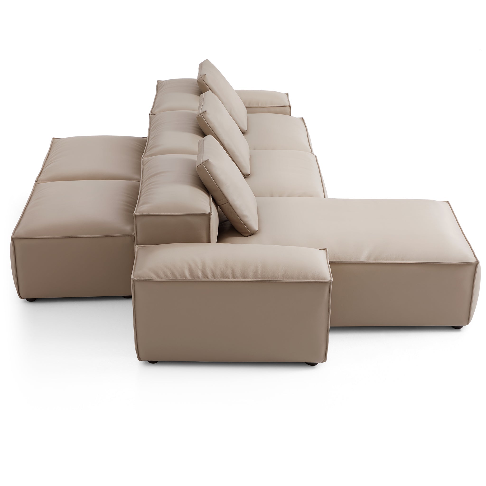 Cube Modular Black Genuine Leather Double-Sided Sectional