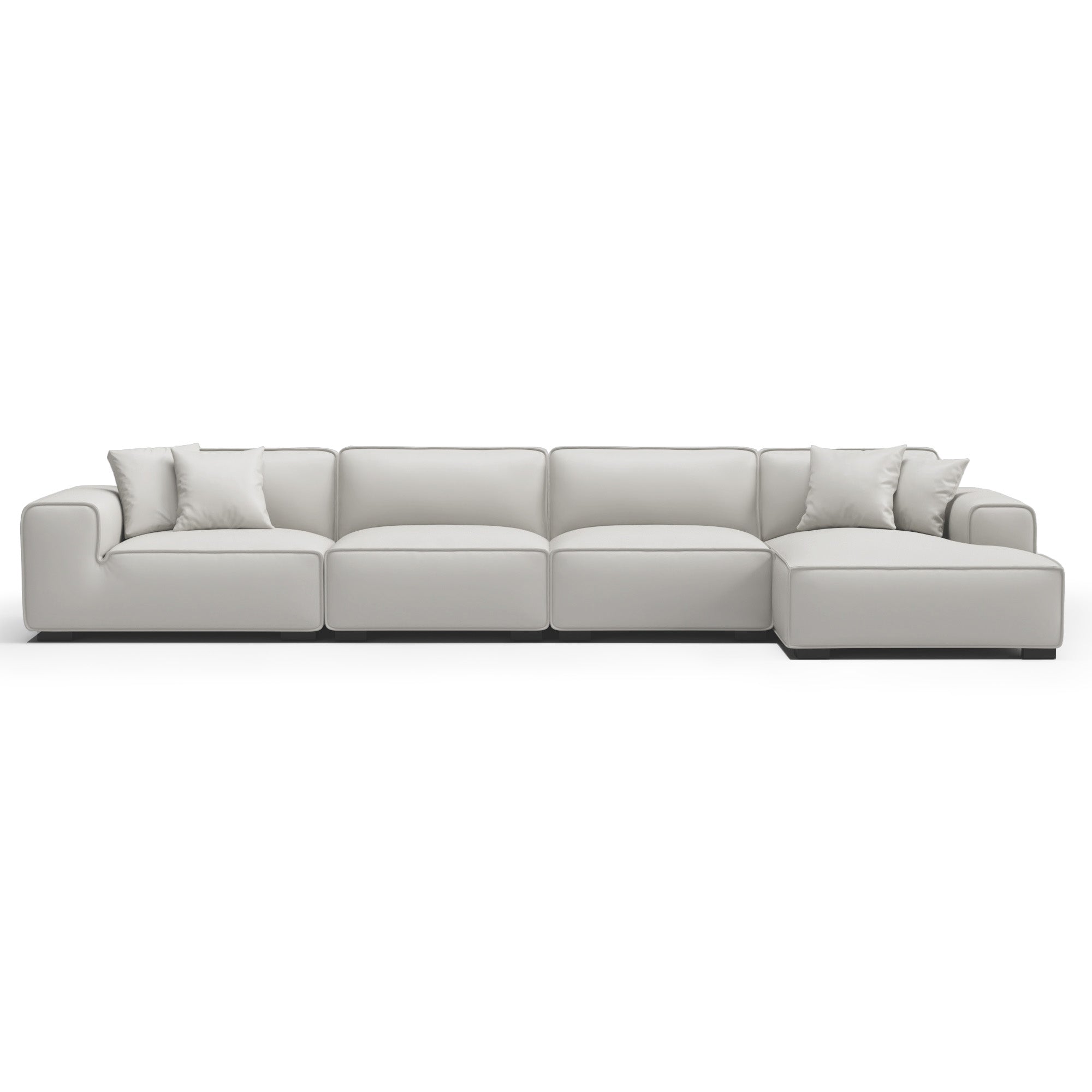 Domus Modular Black Leather Sectional Sofa
