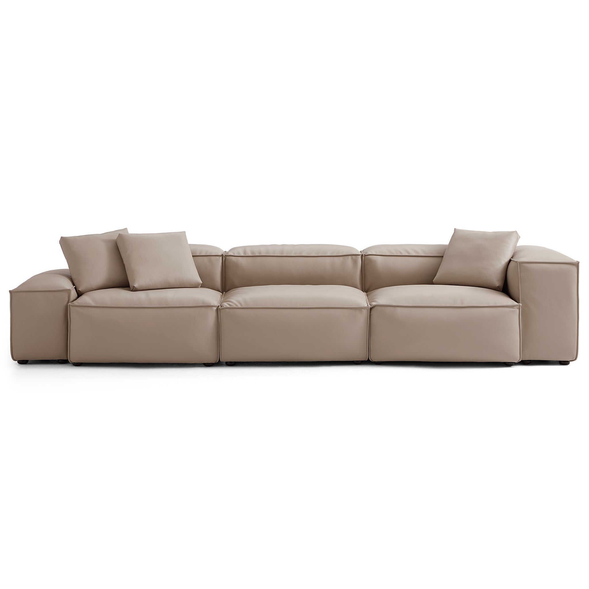 Cube Modular Beige Genuine Leather Sofa