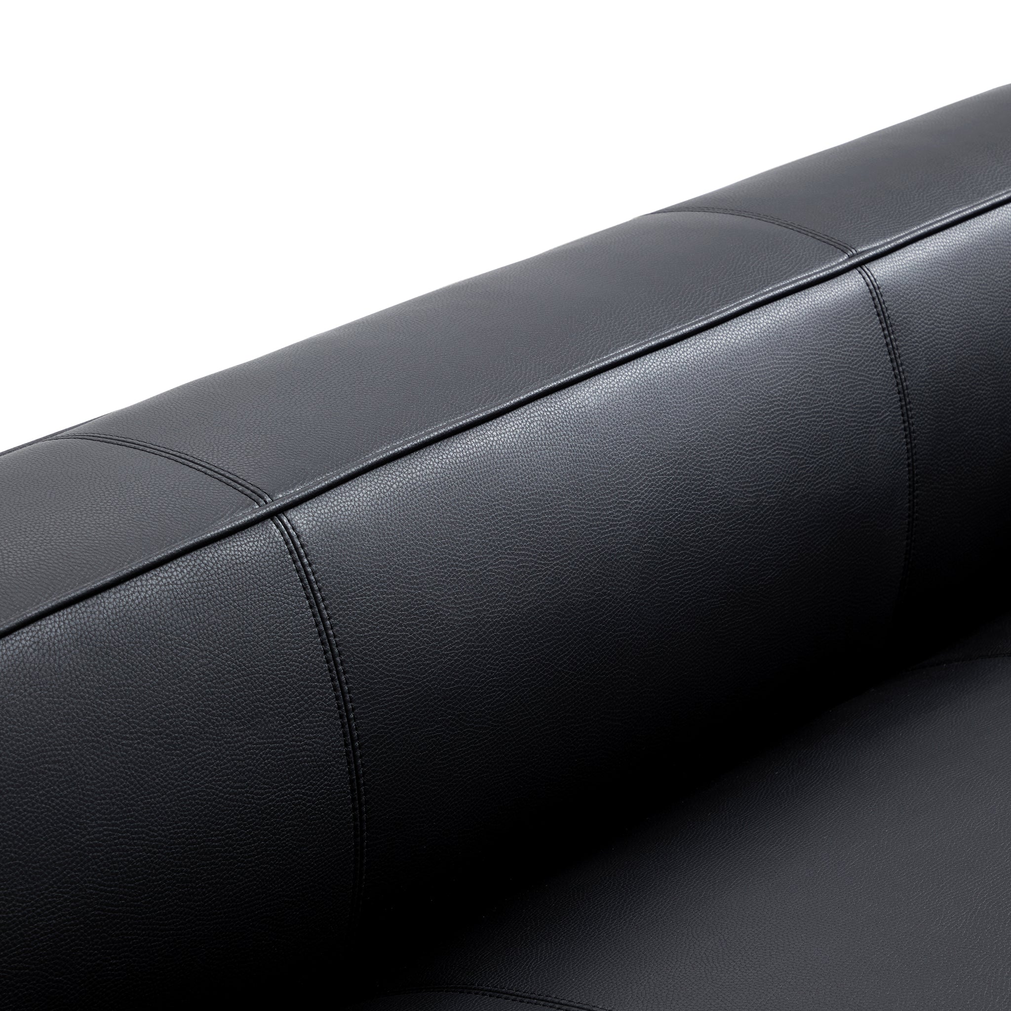 Brancaster Black Genuine Leather Tuxedo Sofa