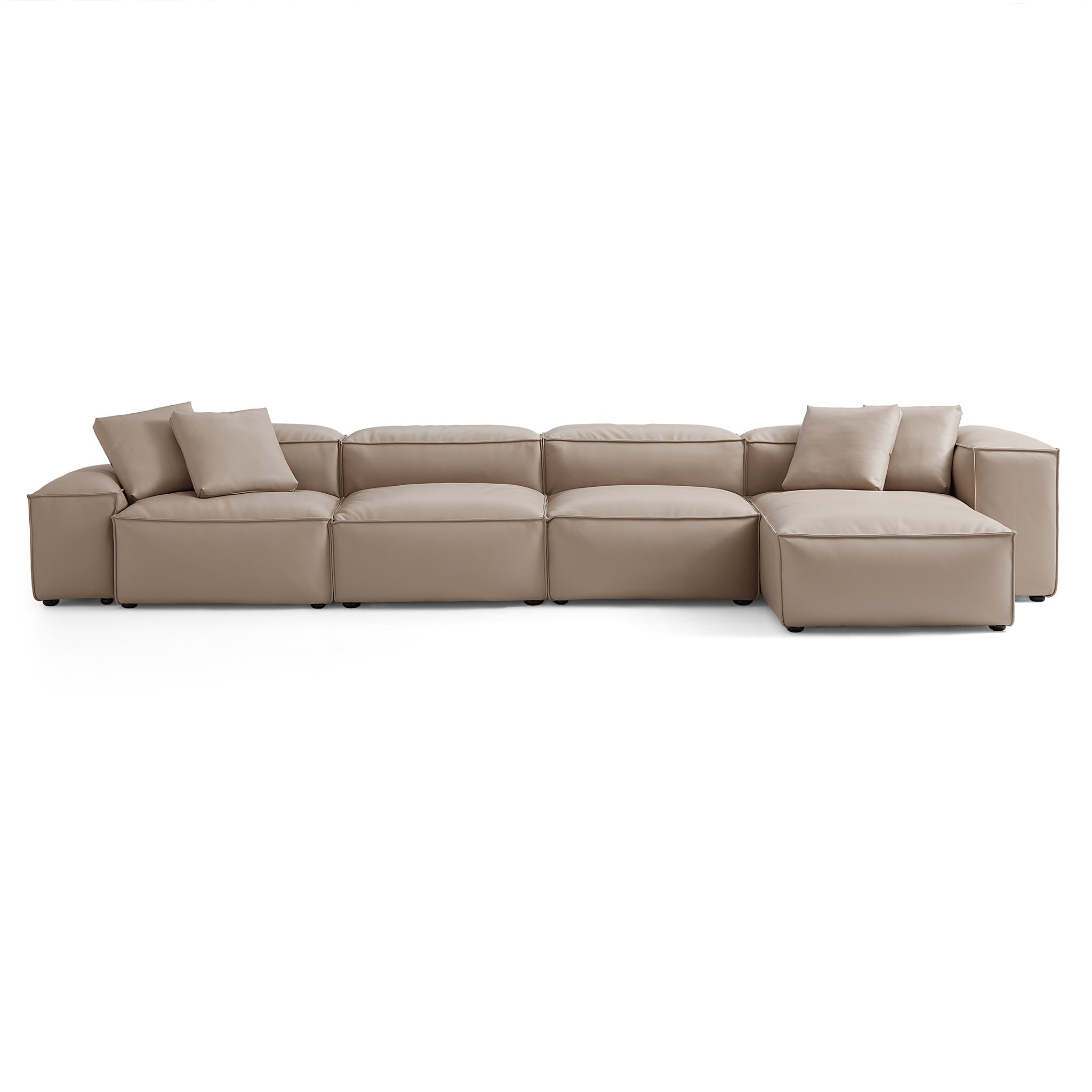 Cube Modular Brown Genuine Leather Sectional