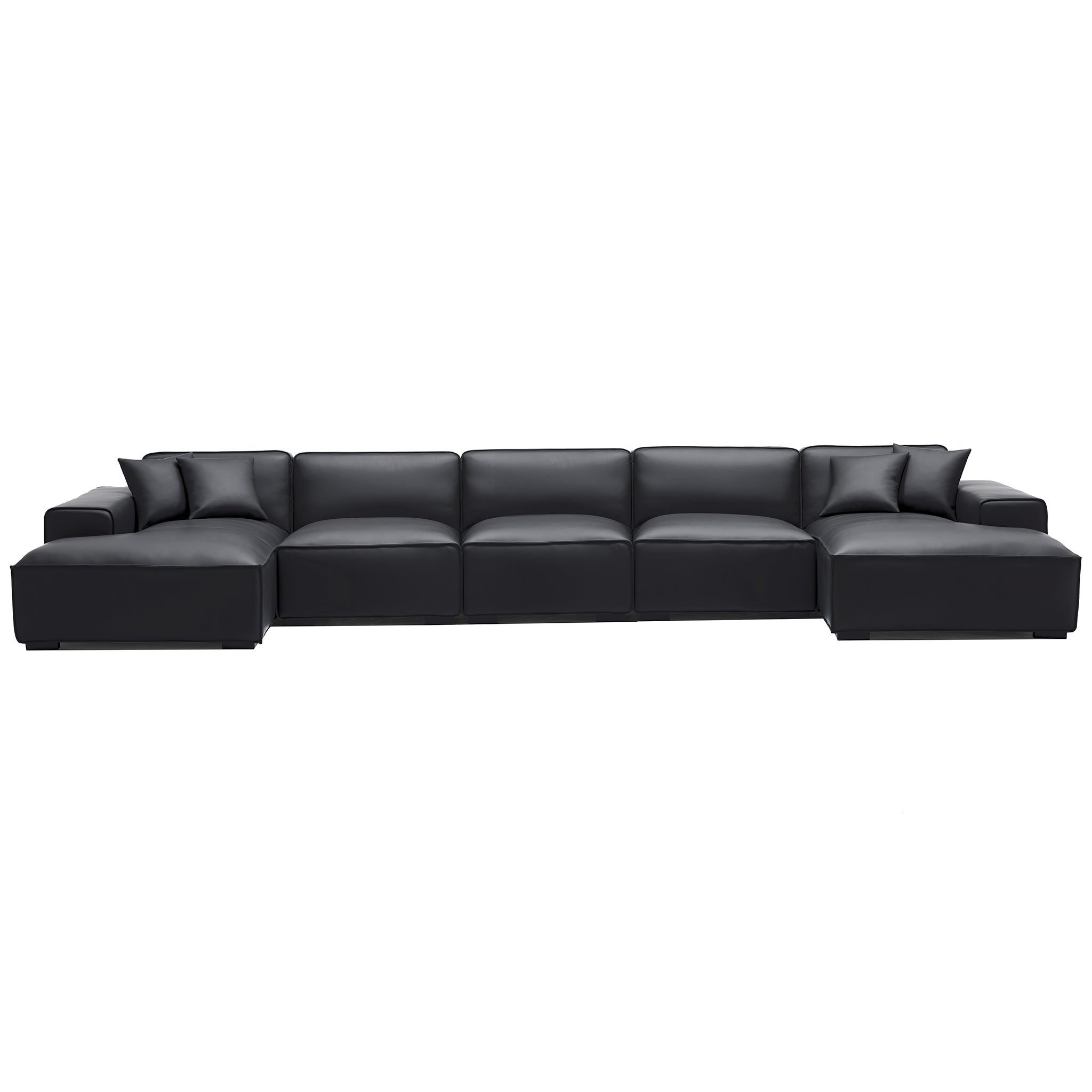 Domus Modular Brown Leather Double Chaise Sectional