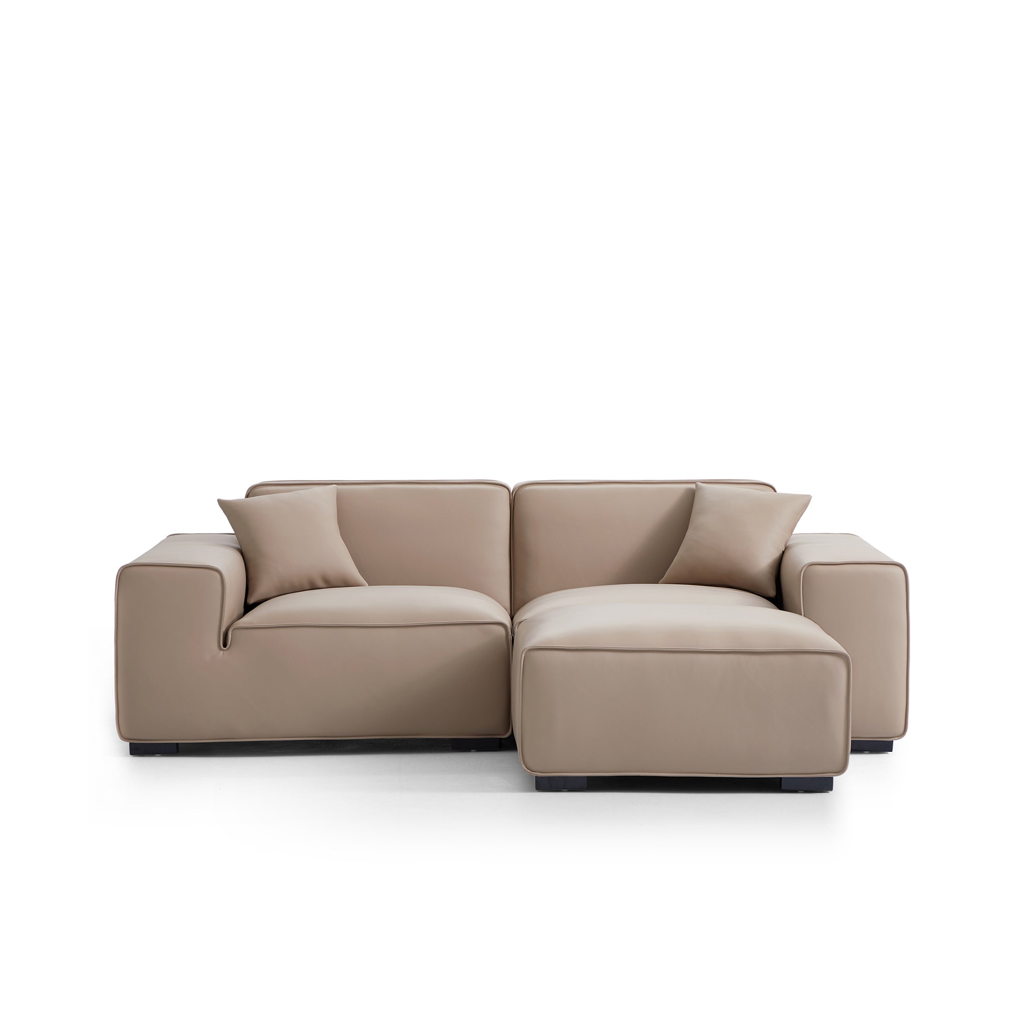 Domus Modular Khaki Leather Sofa and Ottoman
