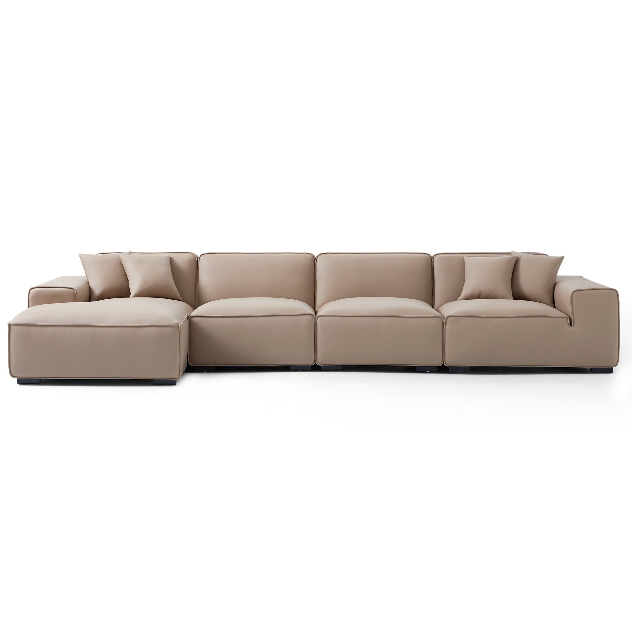 Domus Modular Black Leather Sectional Sofa