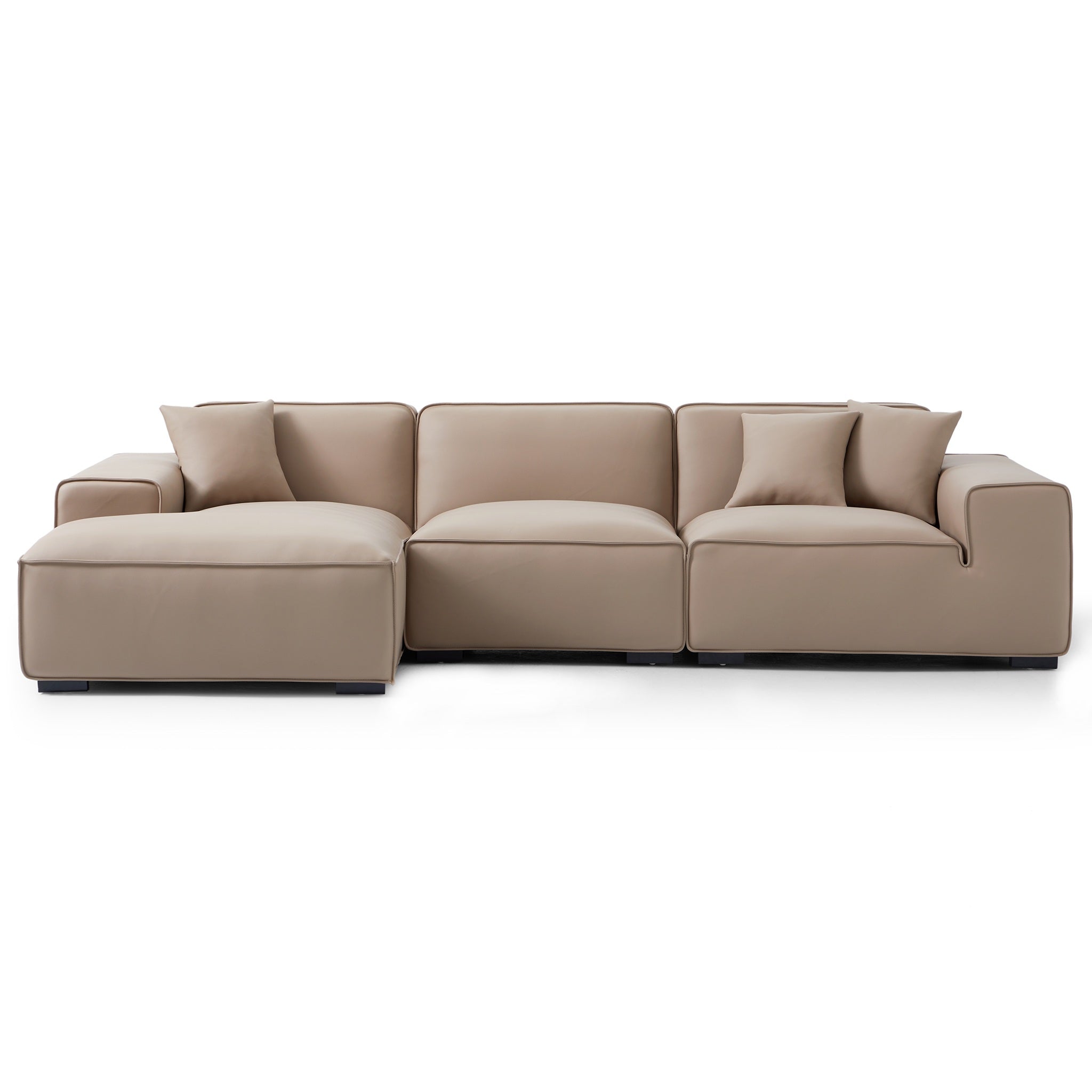 Domus Modular Beige Leather Sectional Sofa
