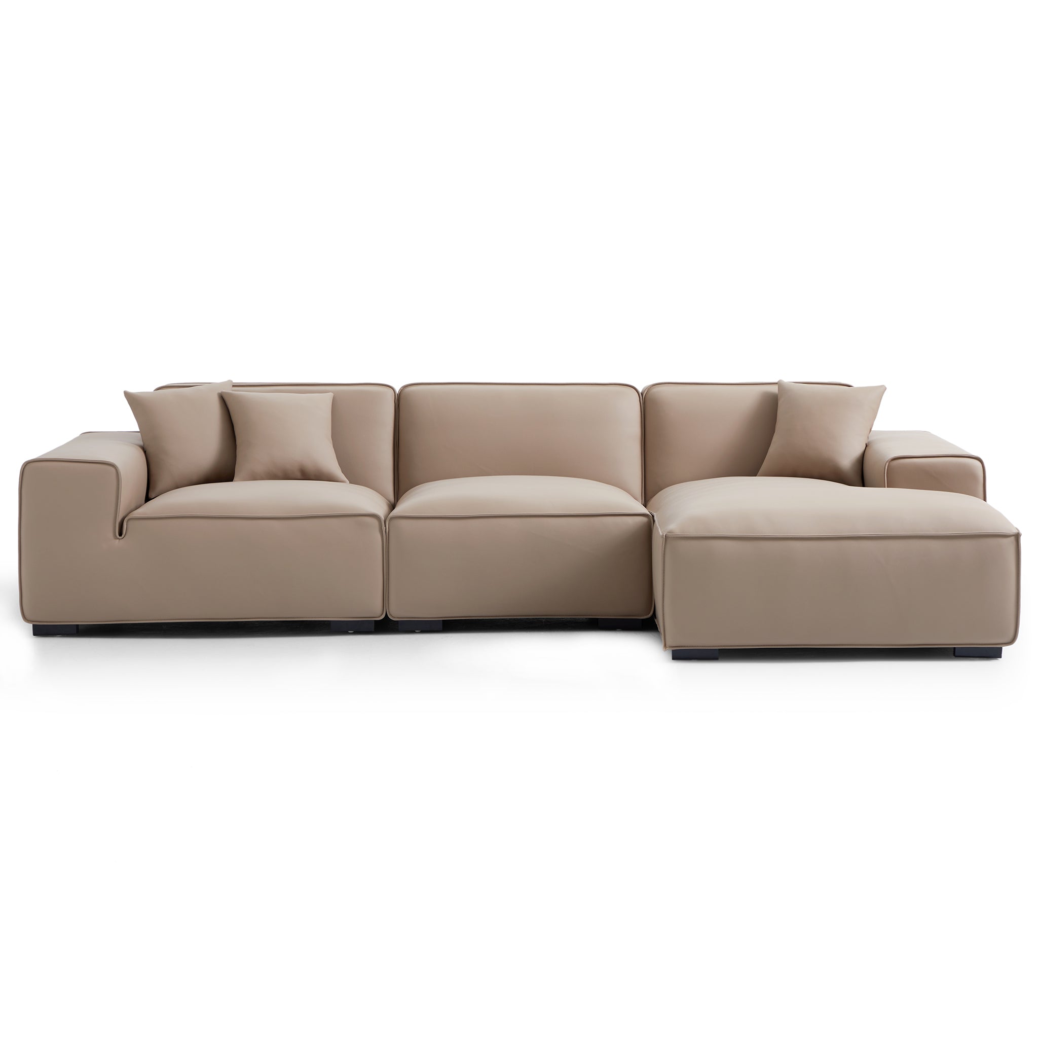 Domus Modular Beige Leather Sectional Sofa