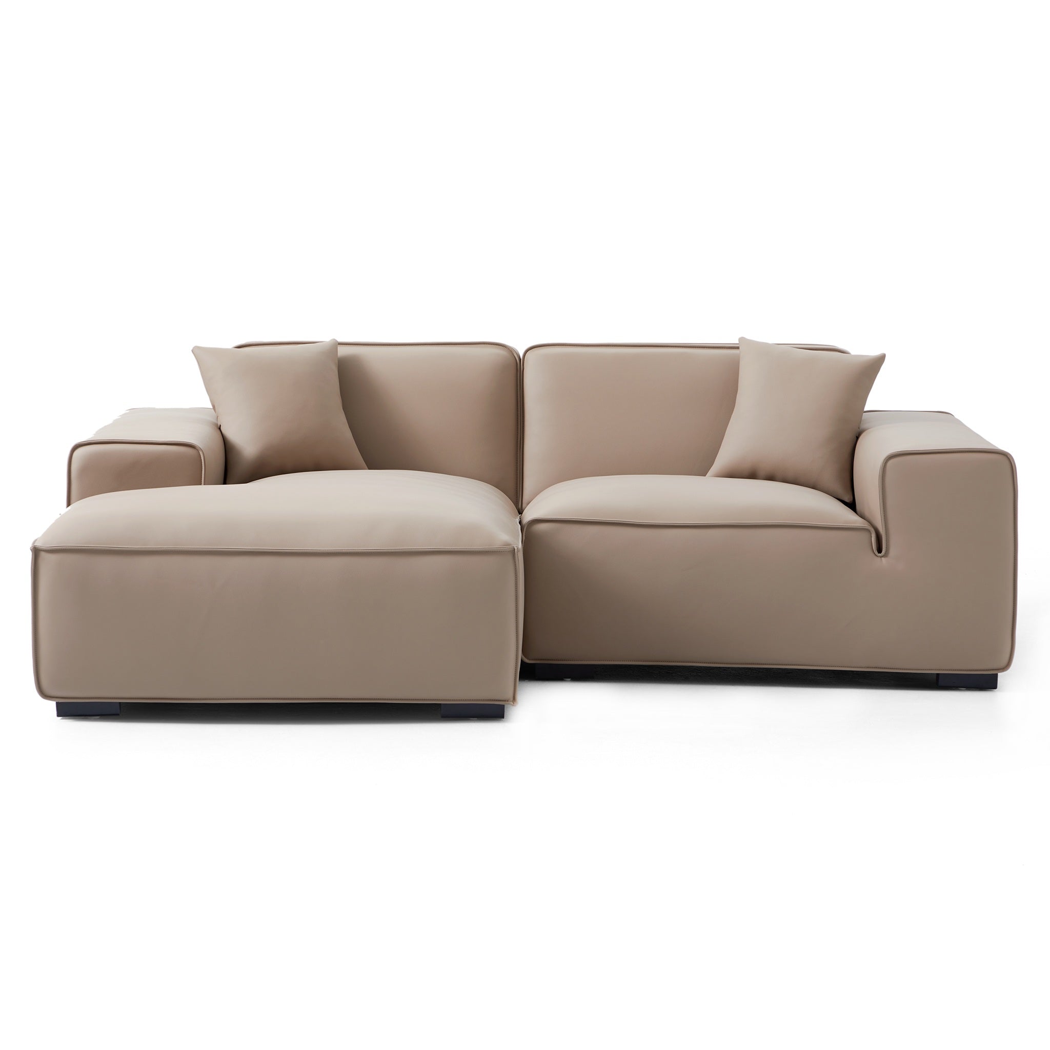 Domus Modular Beige Leather Sectional Sofa