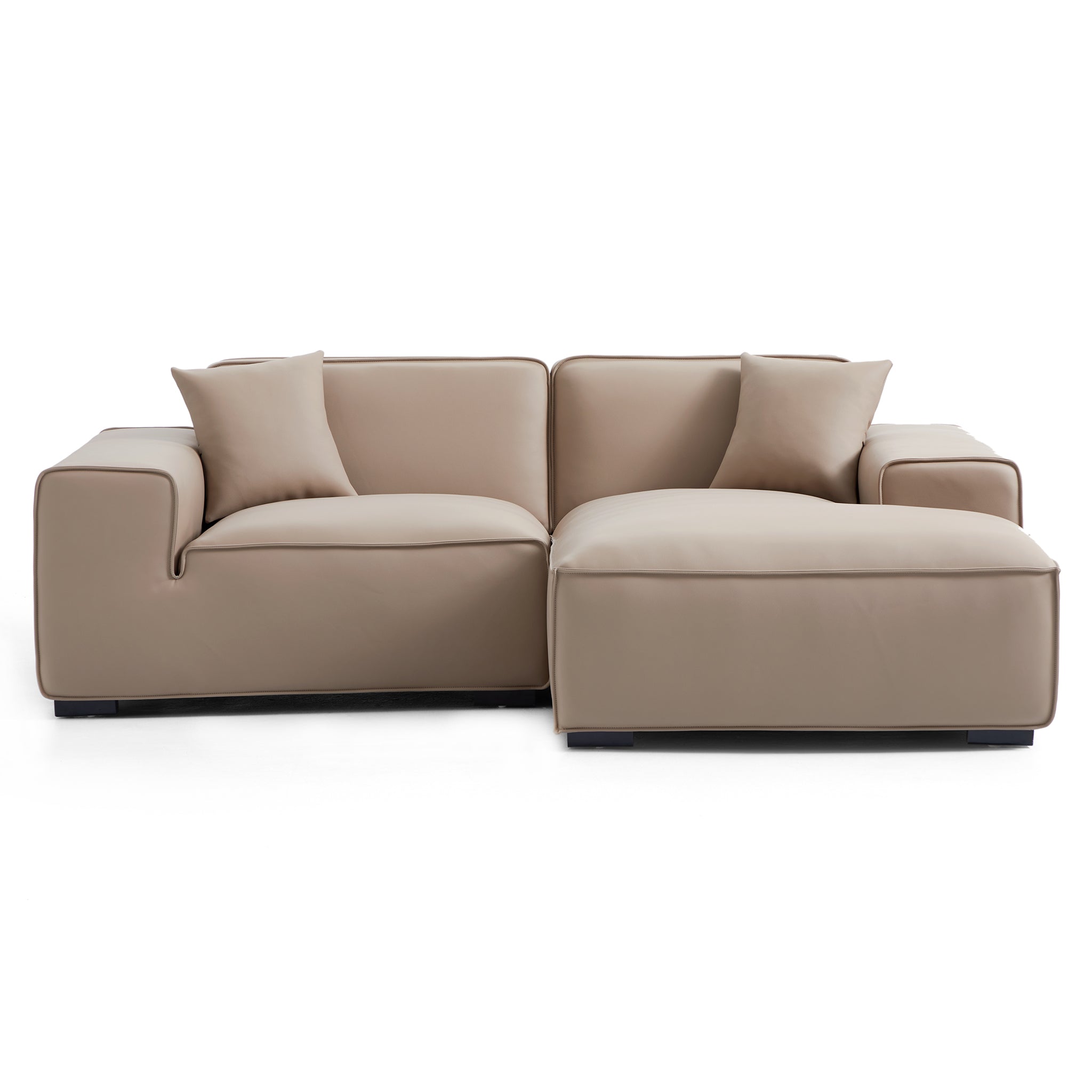 Domus Modular Black Leather Sectional Sofa