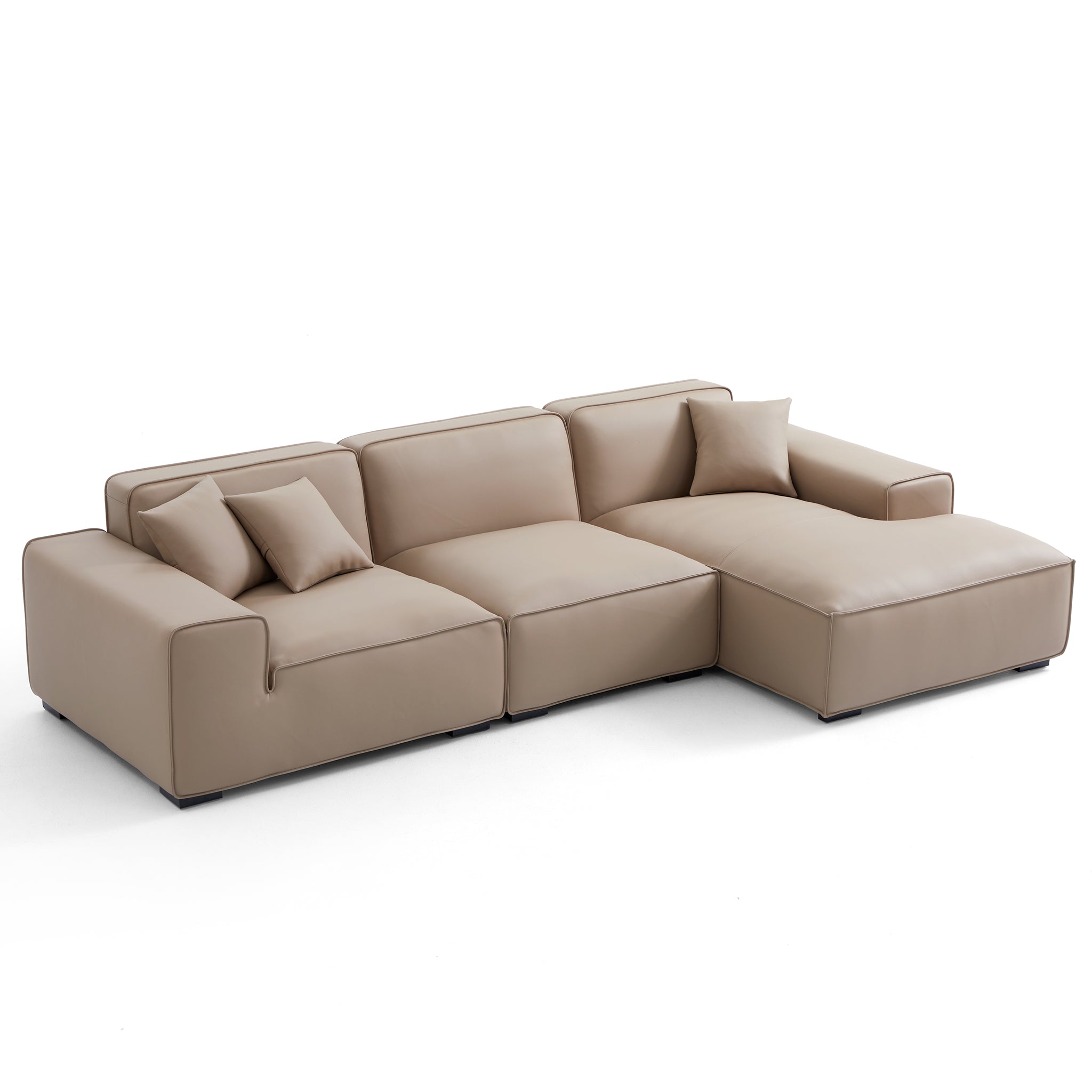 Domus Modular Beige Leather Sectional Sofa