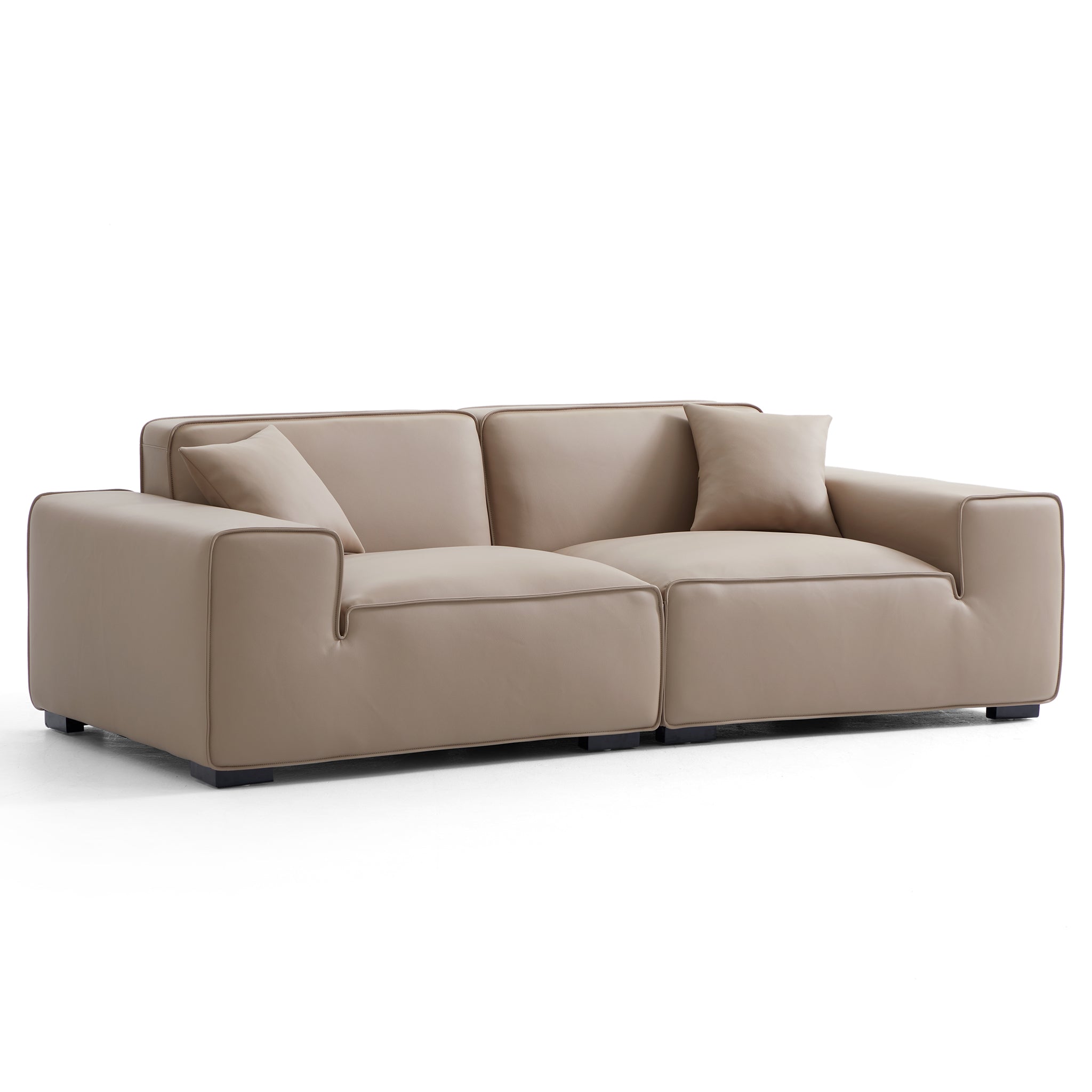 Domus Modular Beige Leather Sofa