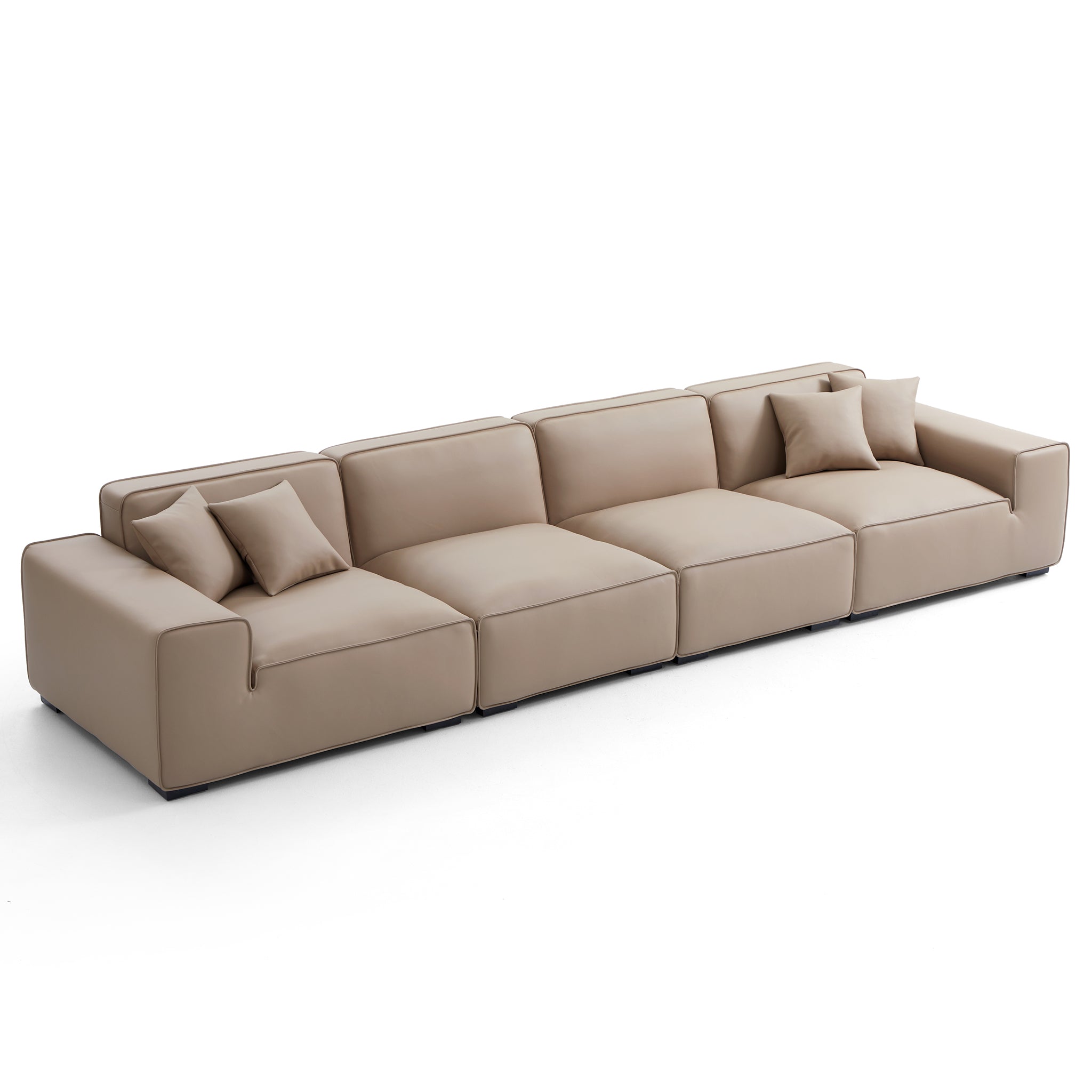 Domus Modular Black Leather Sofa